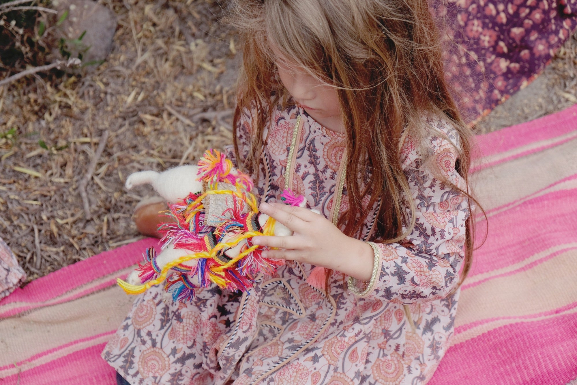 Girls Pink Flower Printed Trims Cotton 'Roshy' Dress - CÉMAROSE | Children's Fashion Store - 3