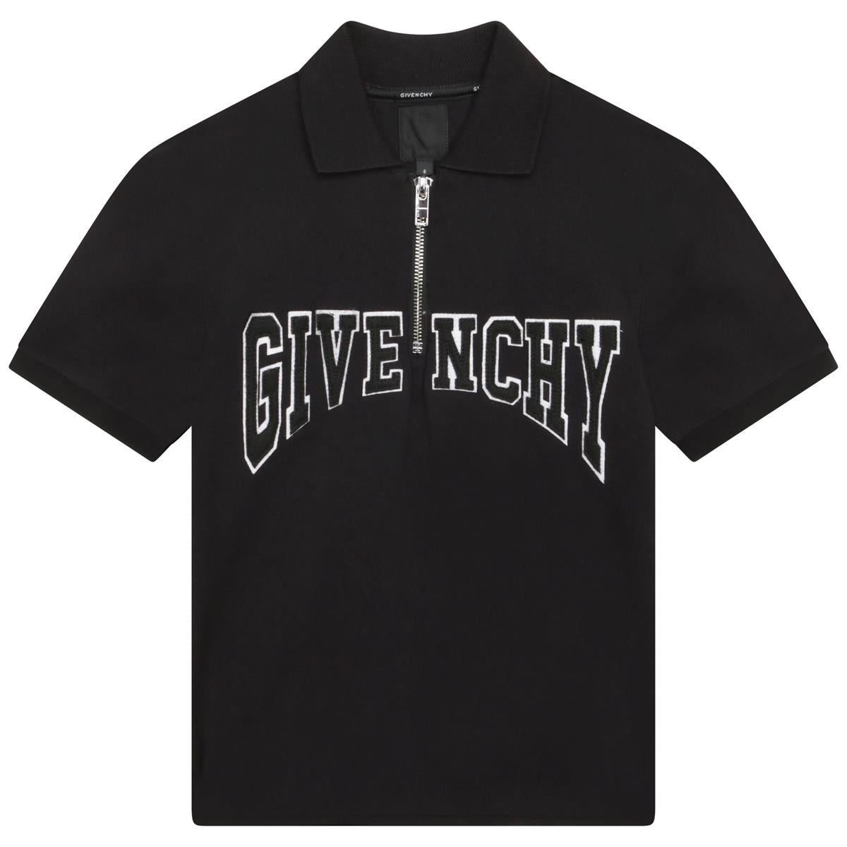 Boys Black Logo Cotton Polo Shirt