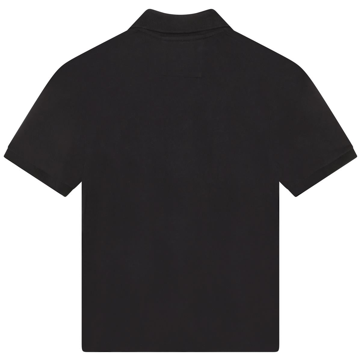 Boys Black Logo Cotton Polo Shirt