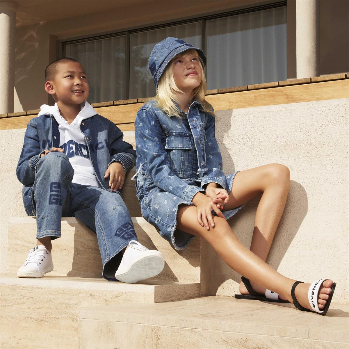 Girls Black Logo Sandals