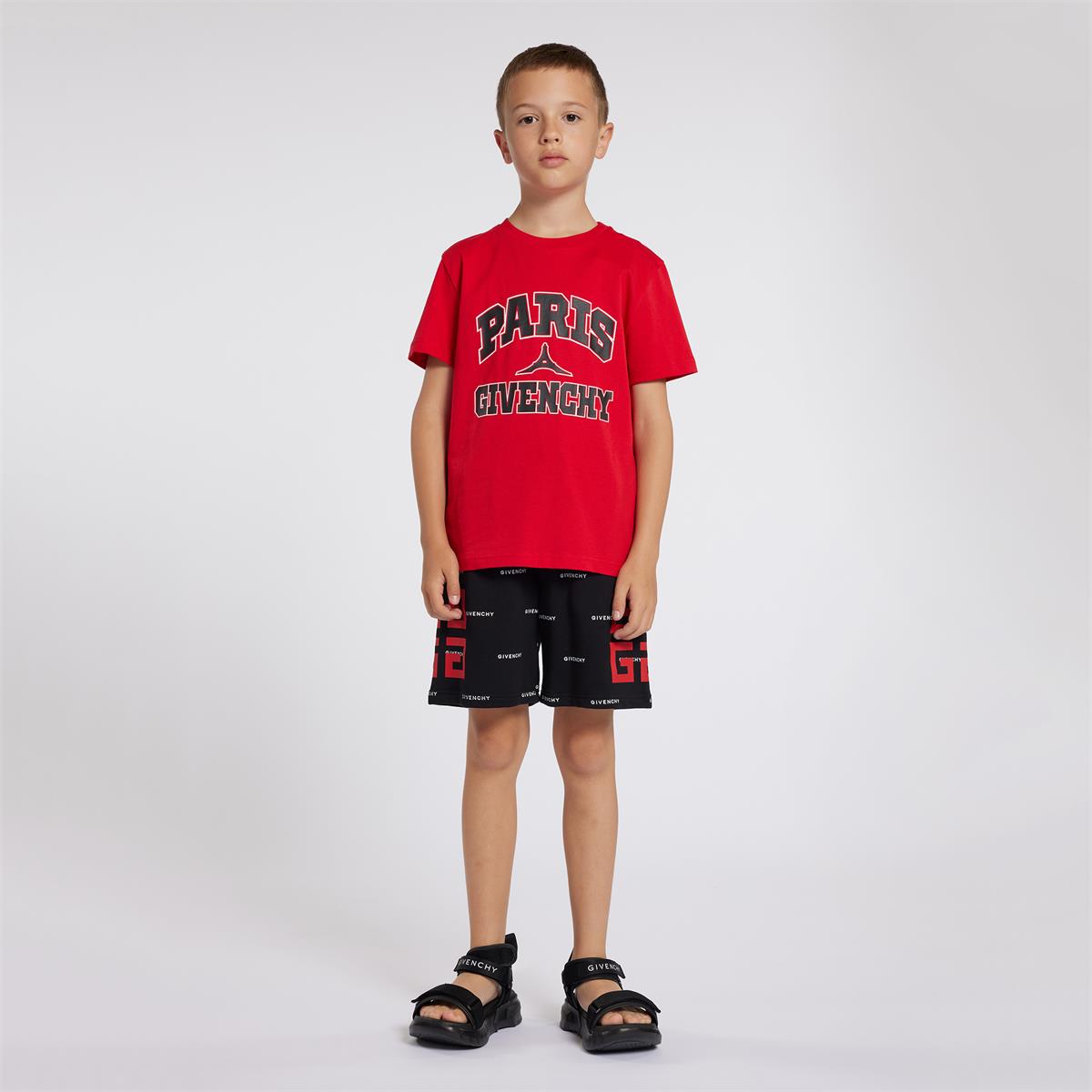 Boys Red Logo Cotton T-Shirt
