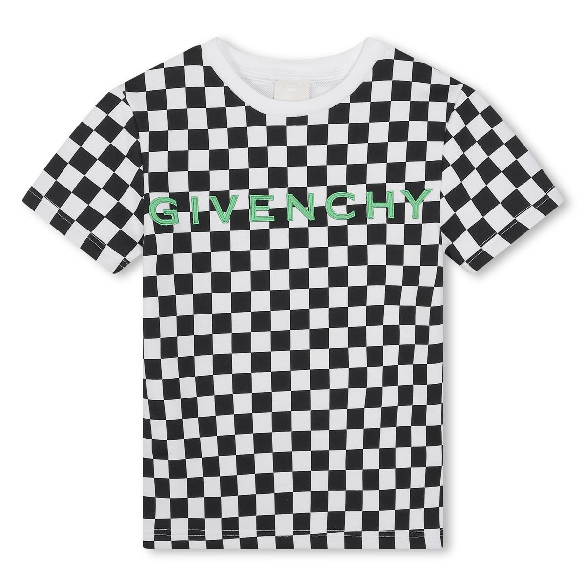 Boys Black Check Cotton T-Shirt