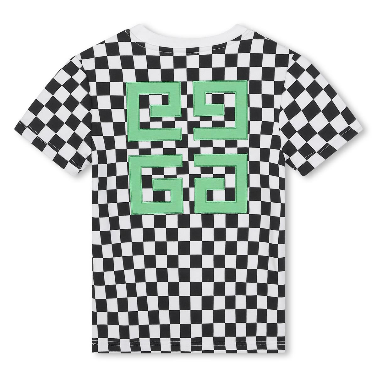 Boys Black Check Cotton T-Shirt