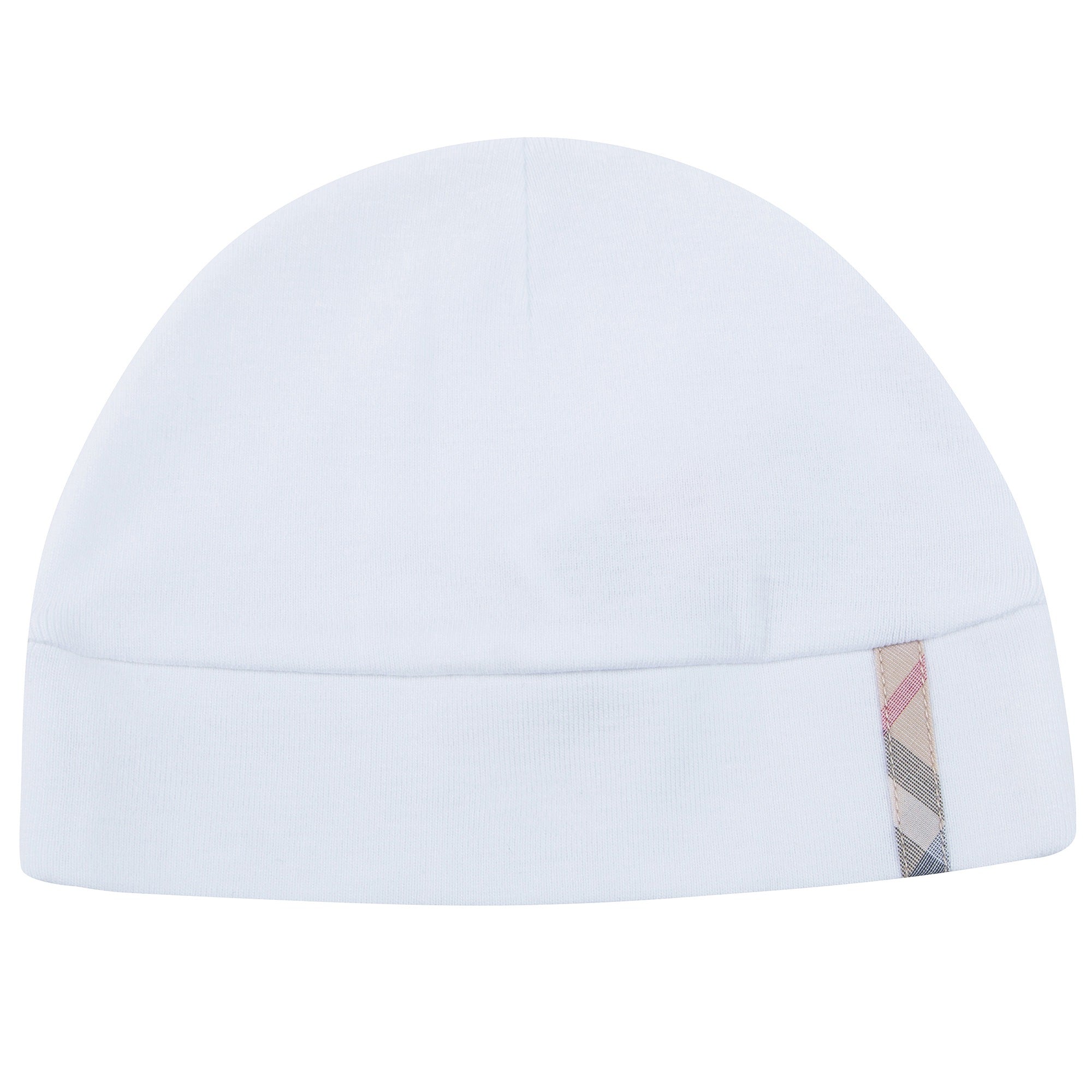 Coffret cadeau trois pièces en coton à carreaux classique blanc pâle pour bébé