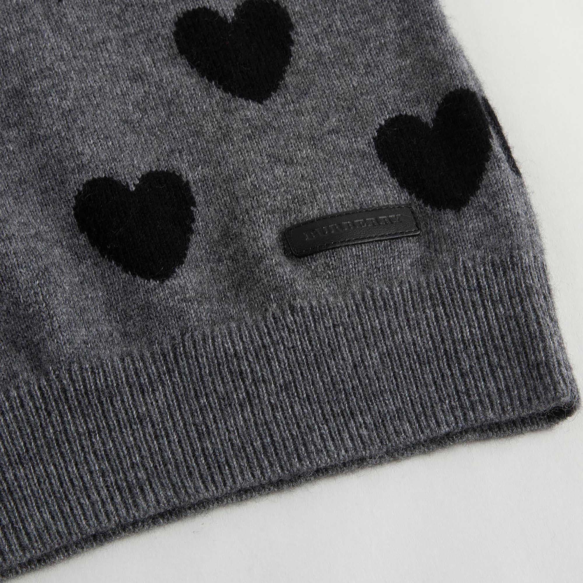 Girls Grey Heart Trims Wool & Cashmere Sweater - CÉMAROSE | Children's Fashion Store - 6