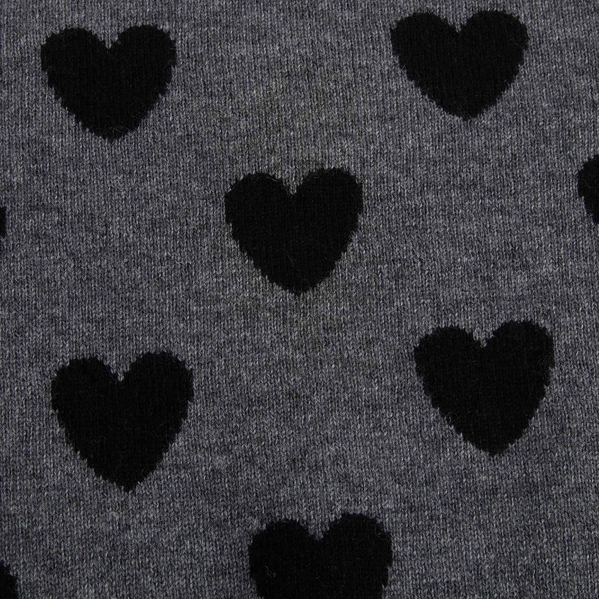 Girls Grey Heart Trims Wool & Cashmere Sweater - CÉMAROSE | Children's Fashion Store - 7