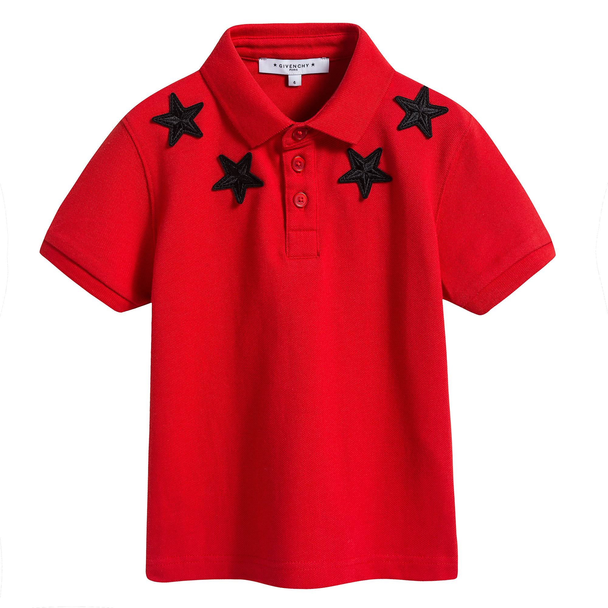Boys Red Stars Printed Polo Shirt