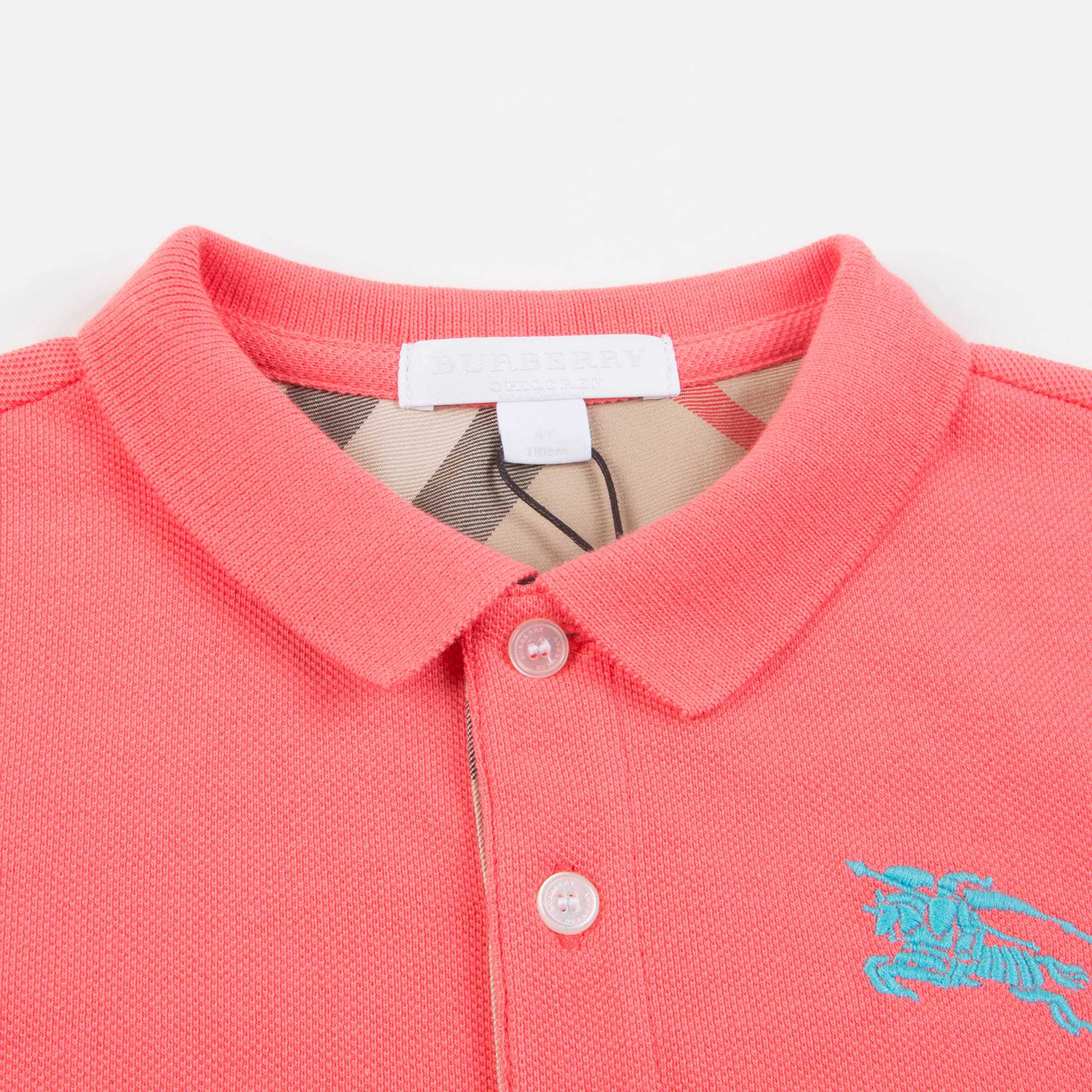 Boys Bright Coral Pink Cotton Polo Shirt