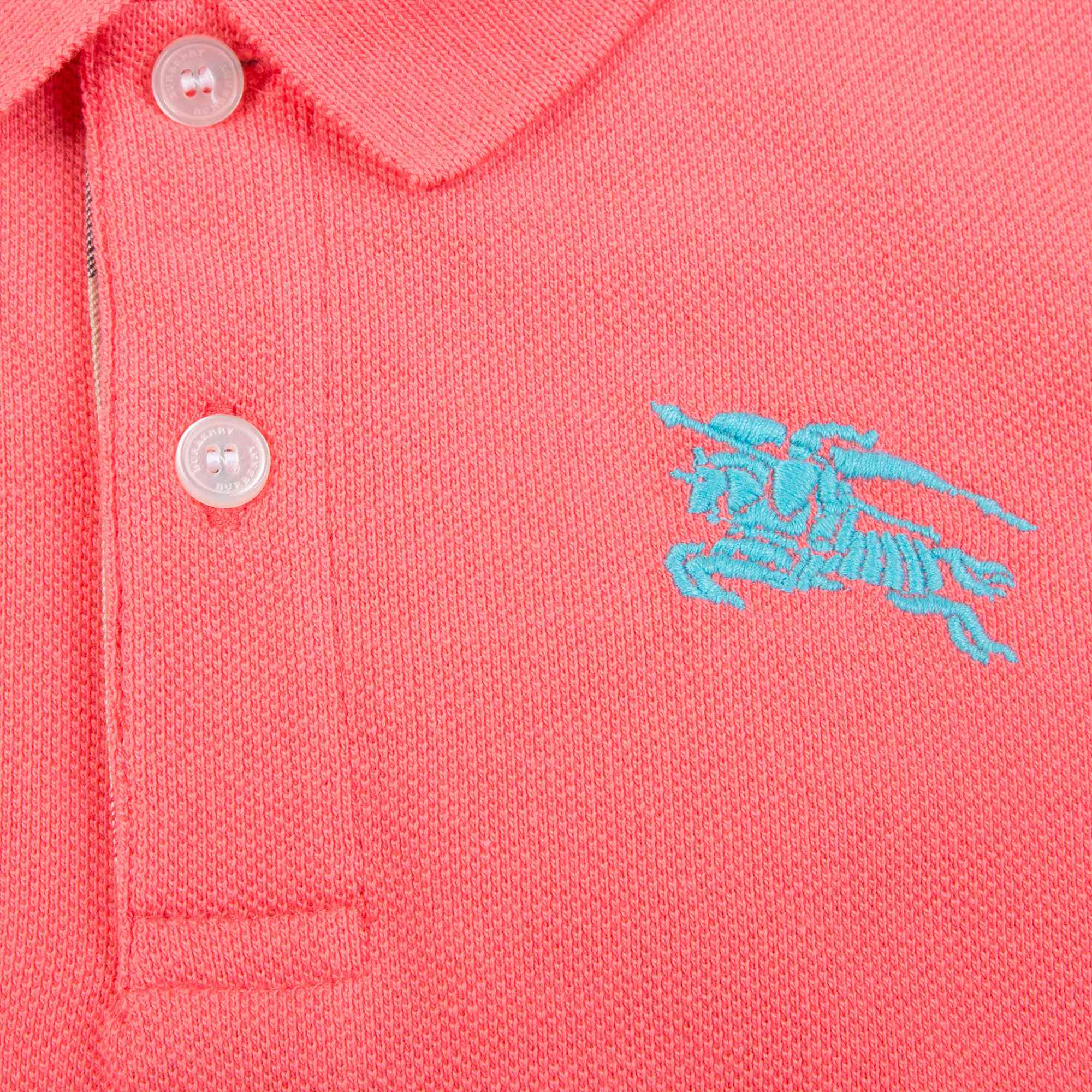 Boys Bright Coral Pink Cotton Polo Shirt