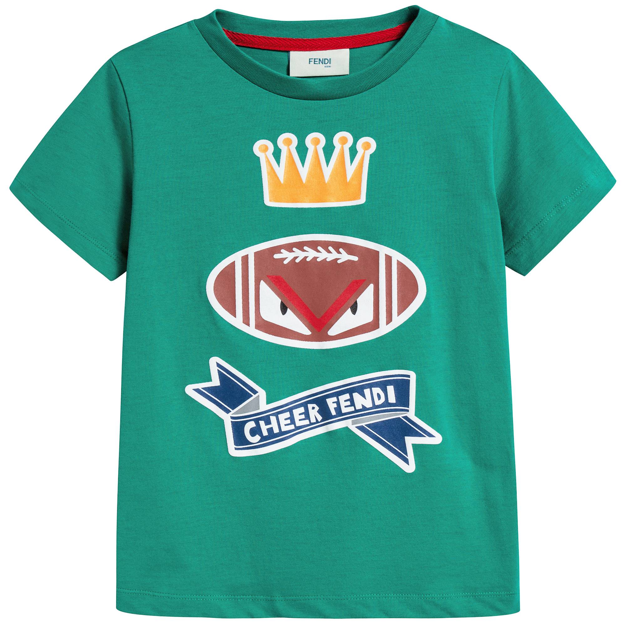 Boys Green Printed Cotton T-shirt