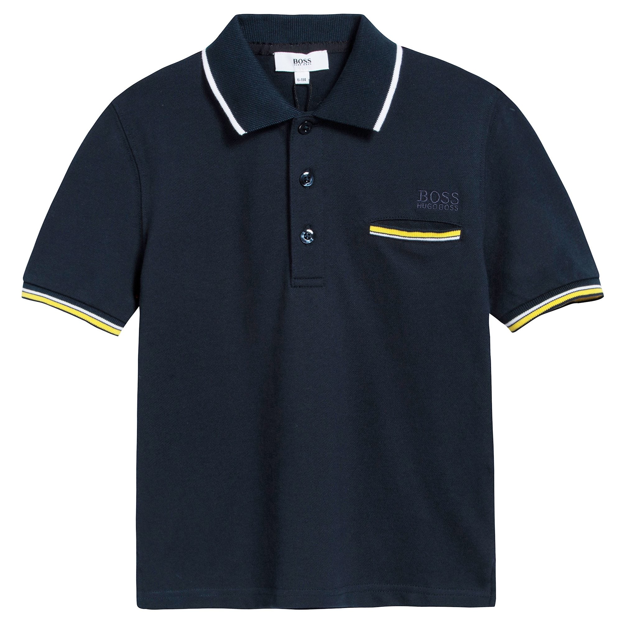 Boys Black Cotton Polo Shirt