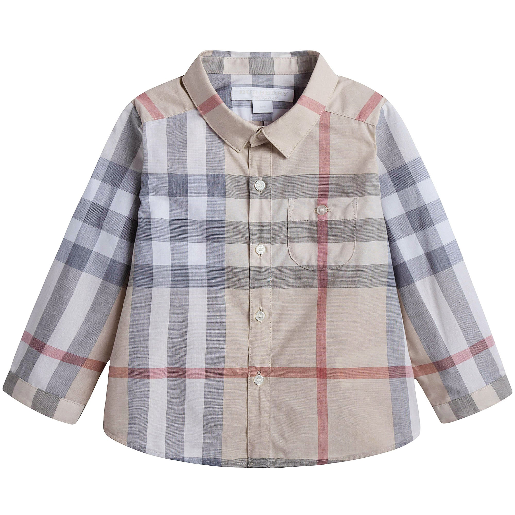Baby Beige Check Cotton Shirt