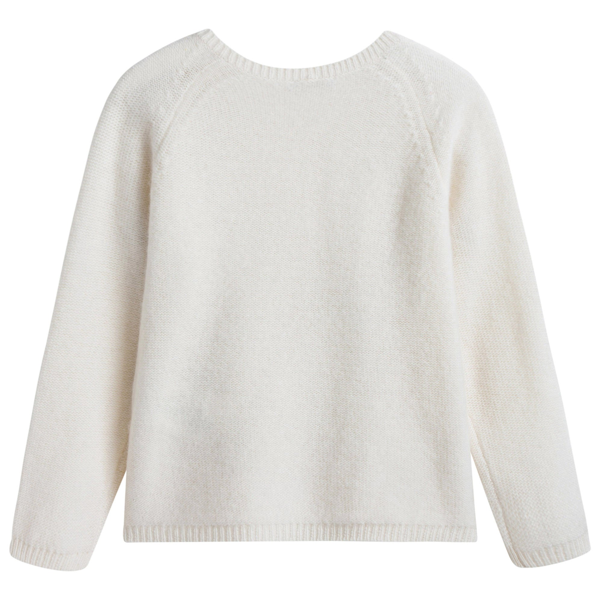 Girls Milk With Gold Pom-Pom Wool Cardigan