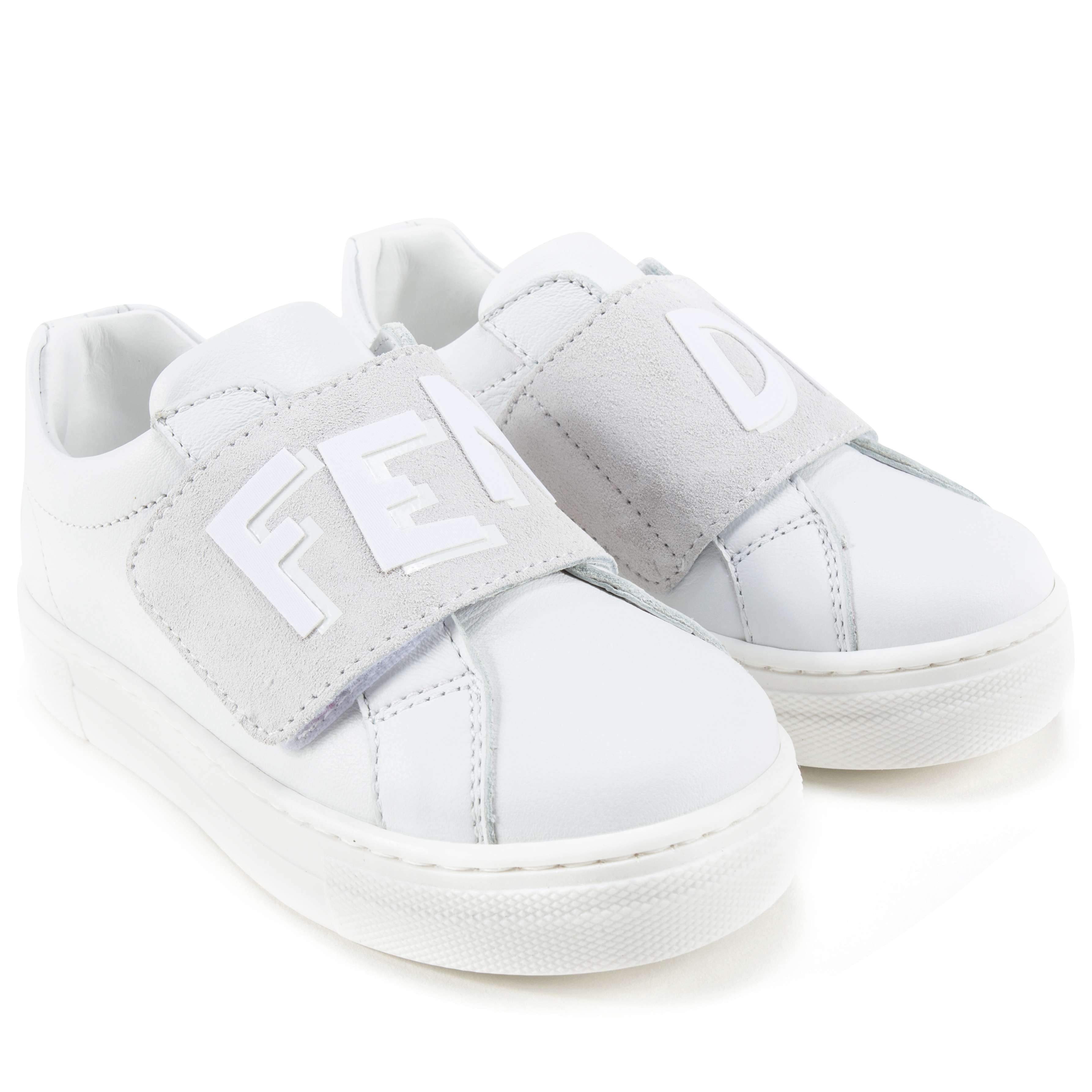 Boys White Velcro Nappa Sneaker Vitello Shoes