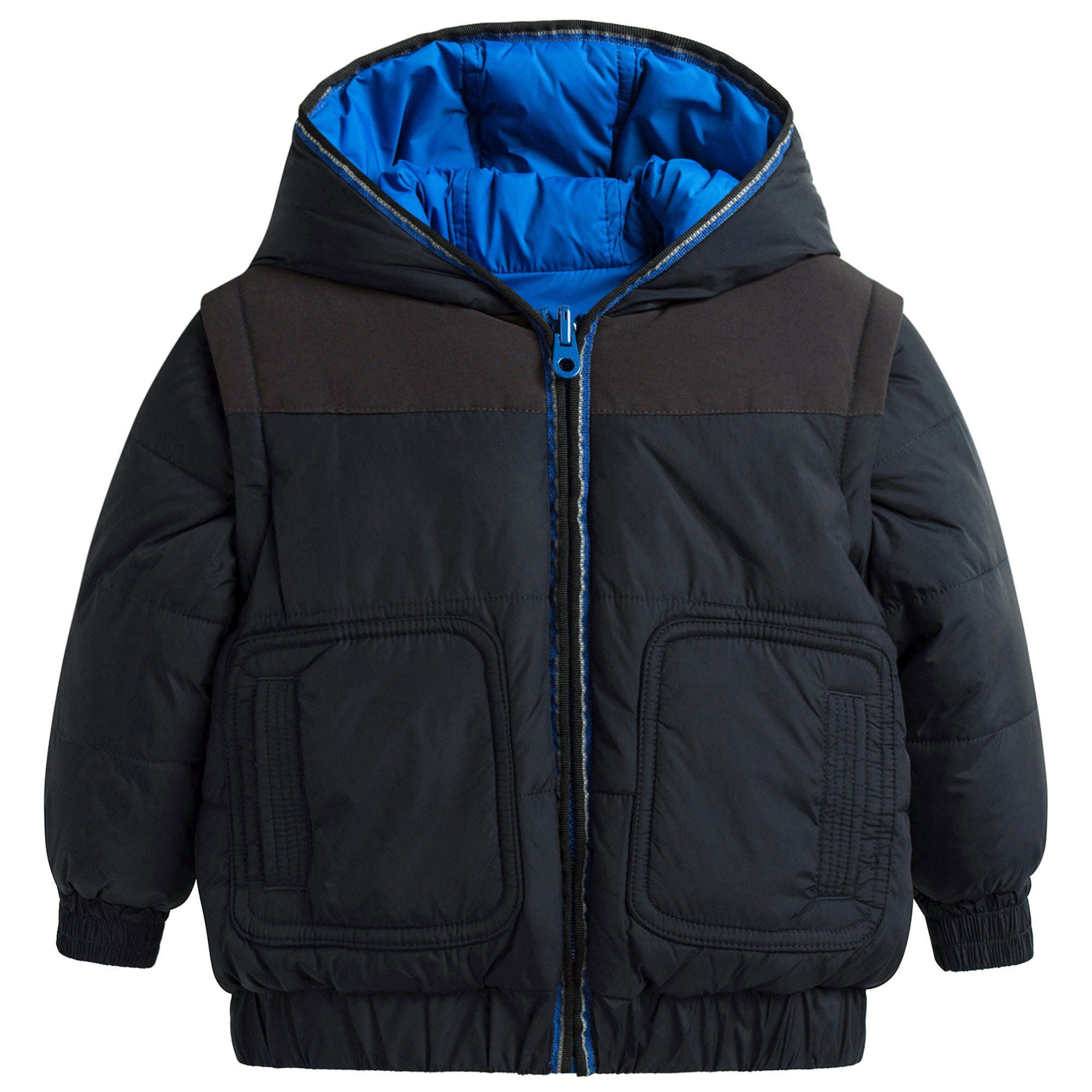 Boys Black & Blue Reversible Cotton Jacket