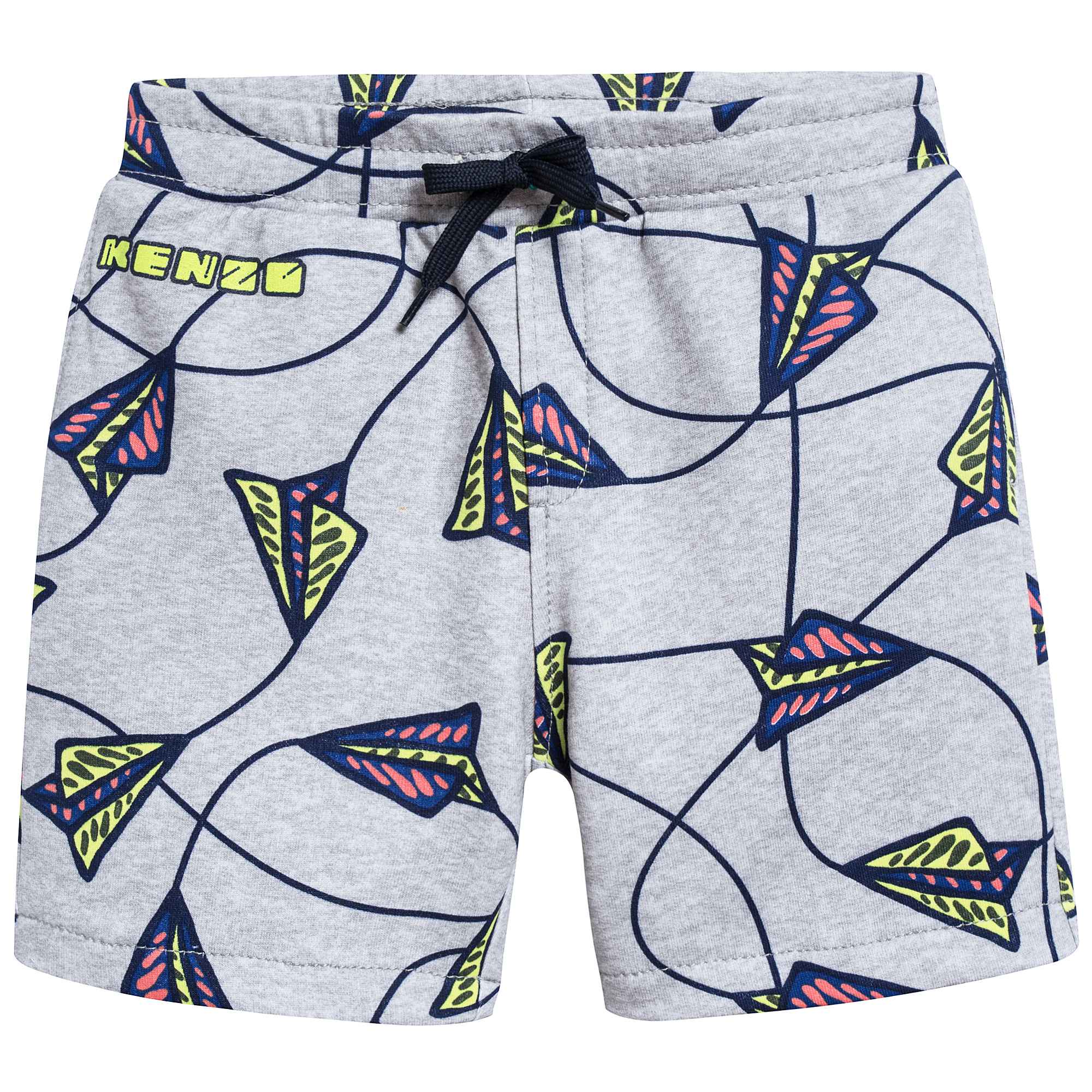 Boys Marl Grey Printed Cotton Shorts
