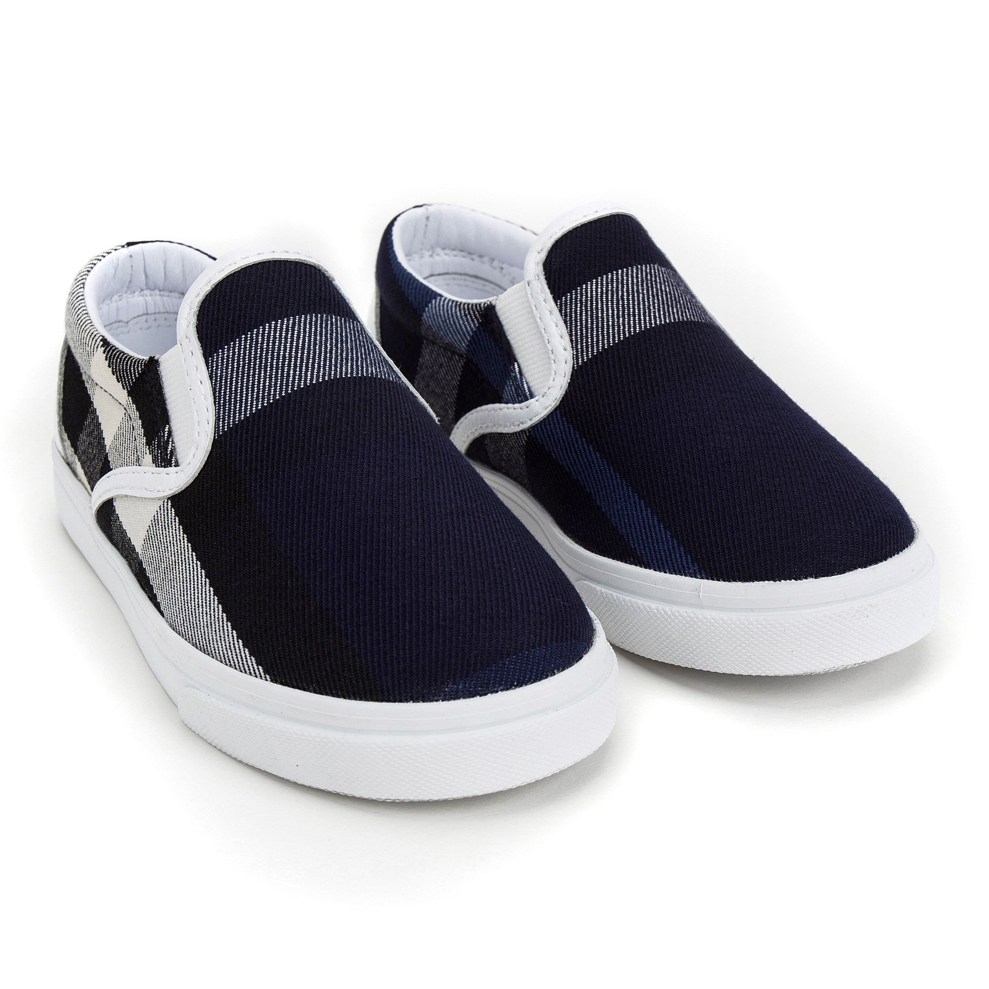 Boys Blue Check Trainers