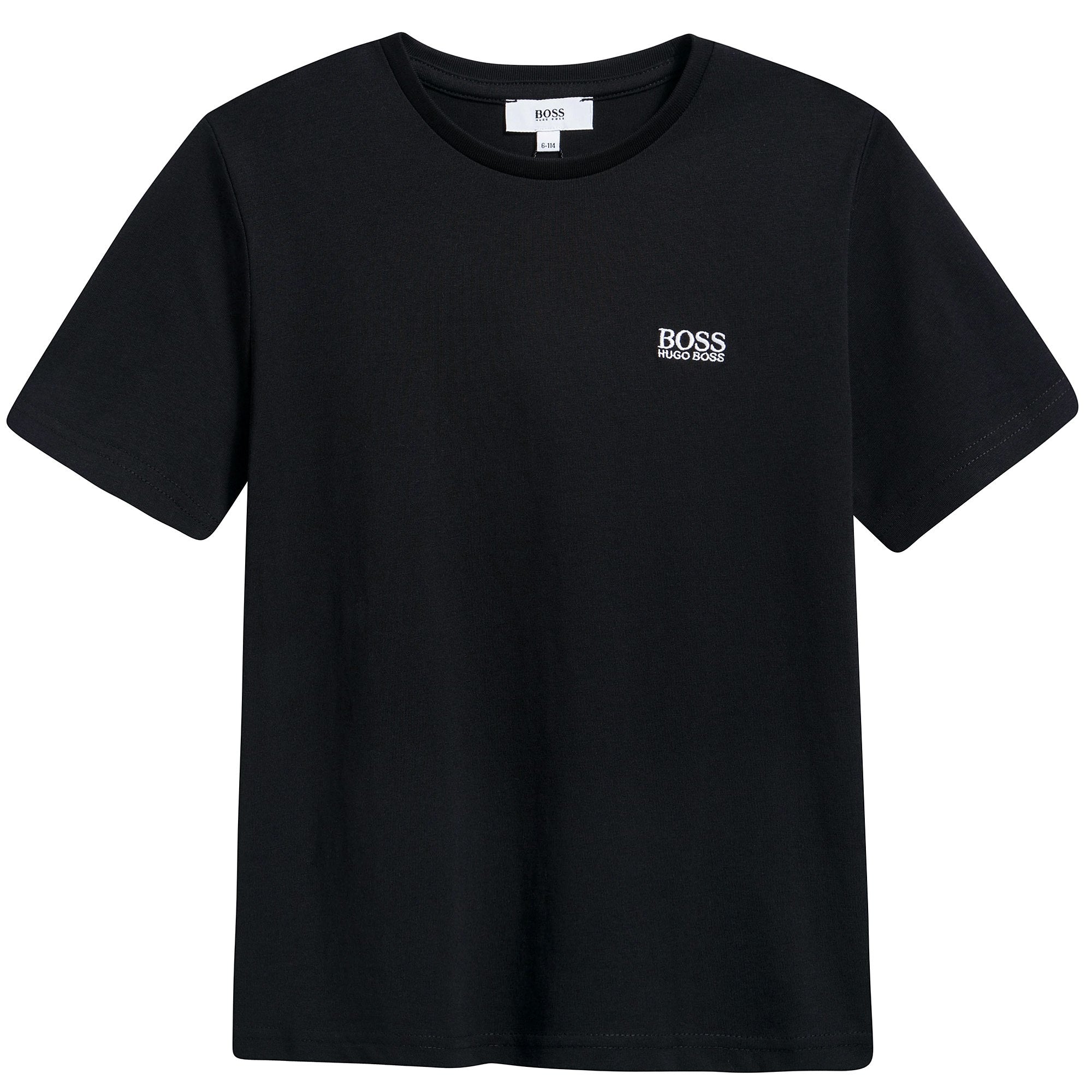 Boys Black Logo Cotton T-shirt