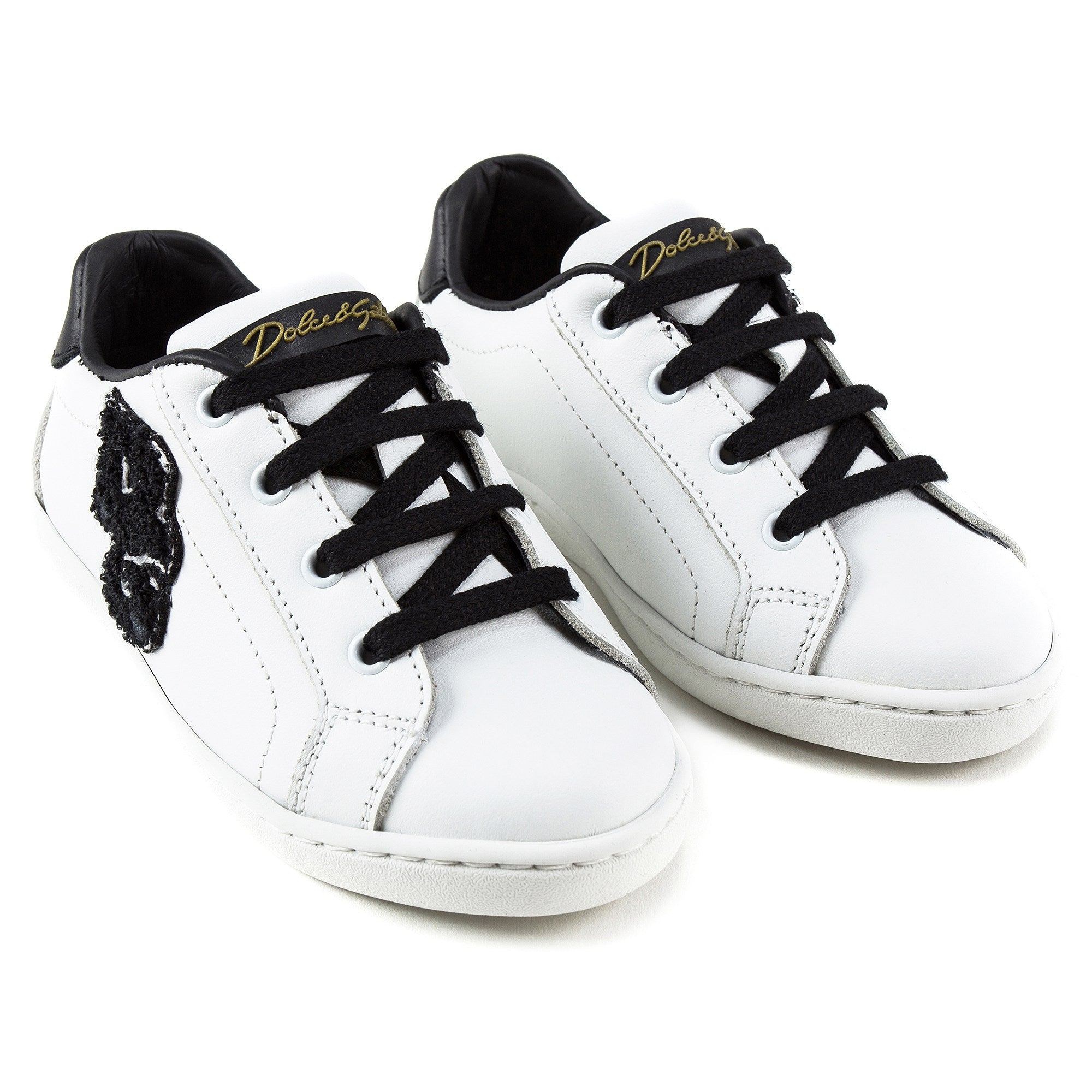 Girls White Leather “DG" Shoes