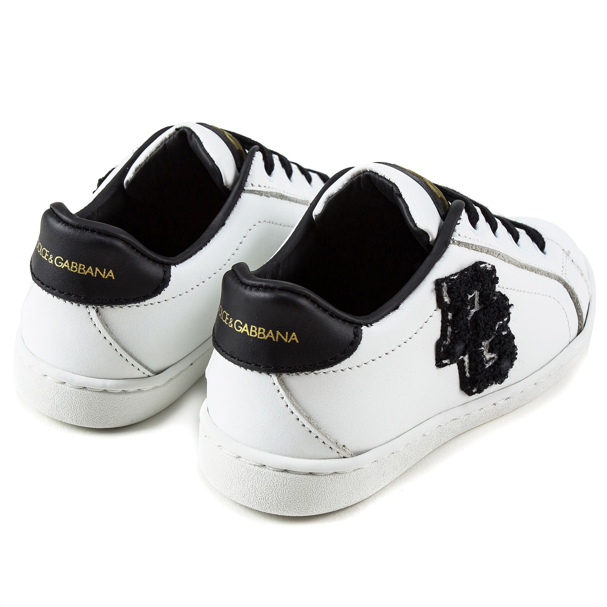 Girls White Leather “DG" Shoes