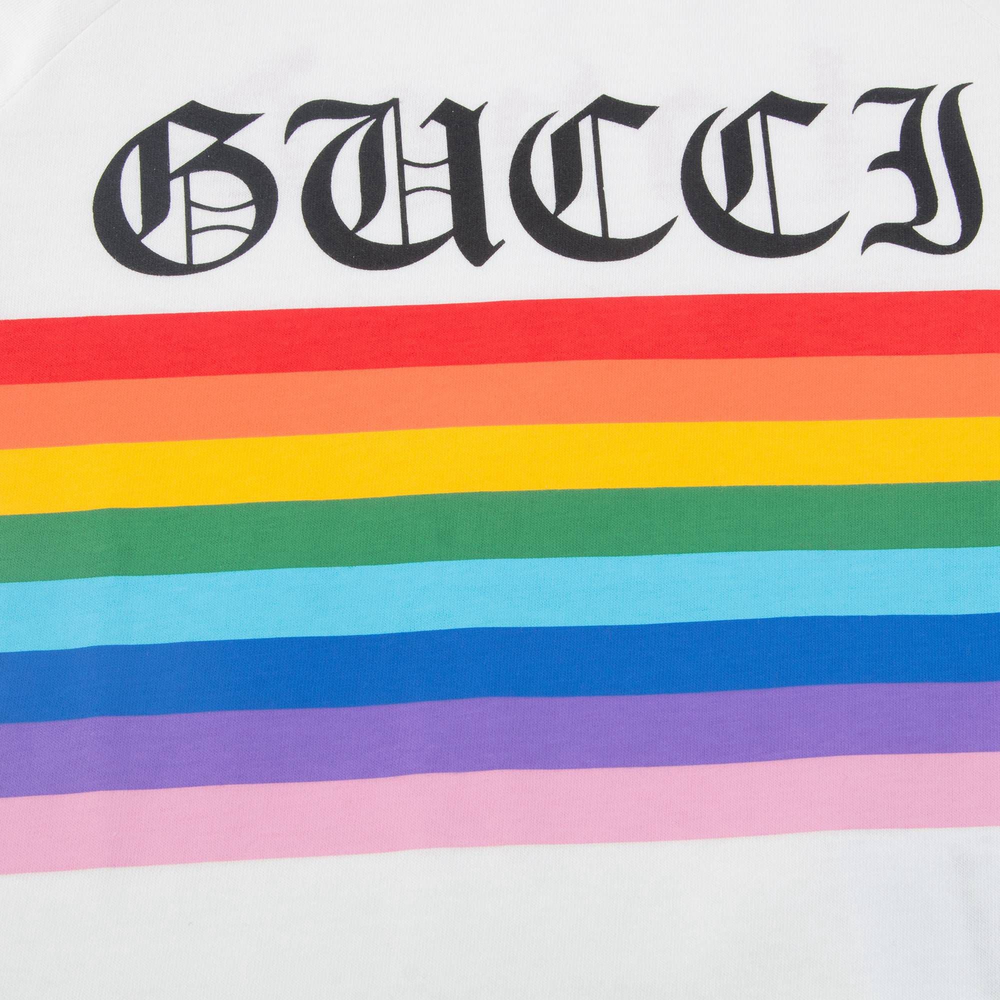 T-shirt Gucci arc-en-ciel blanc pour fille