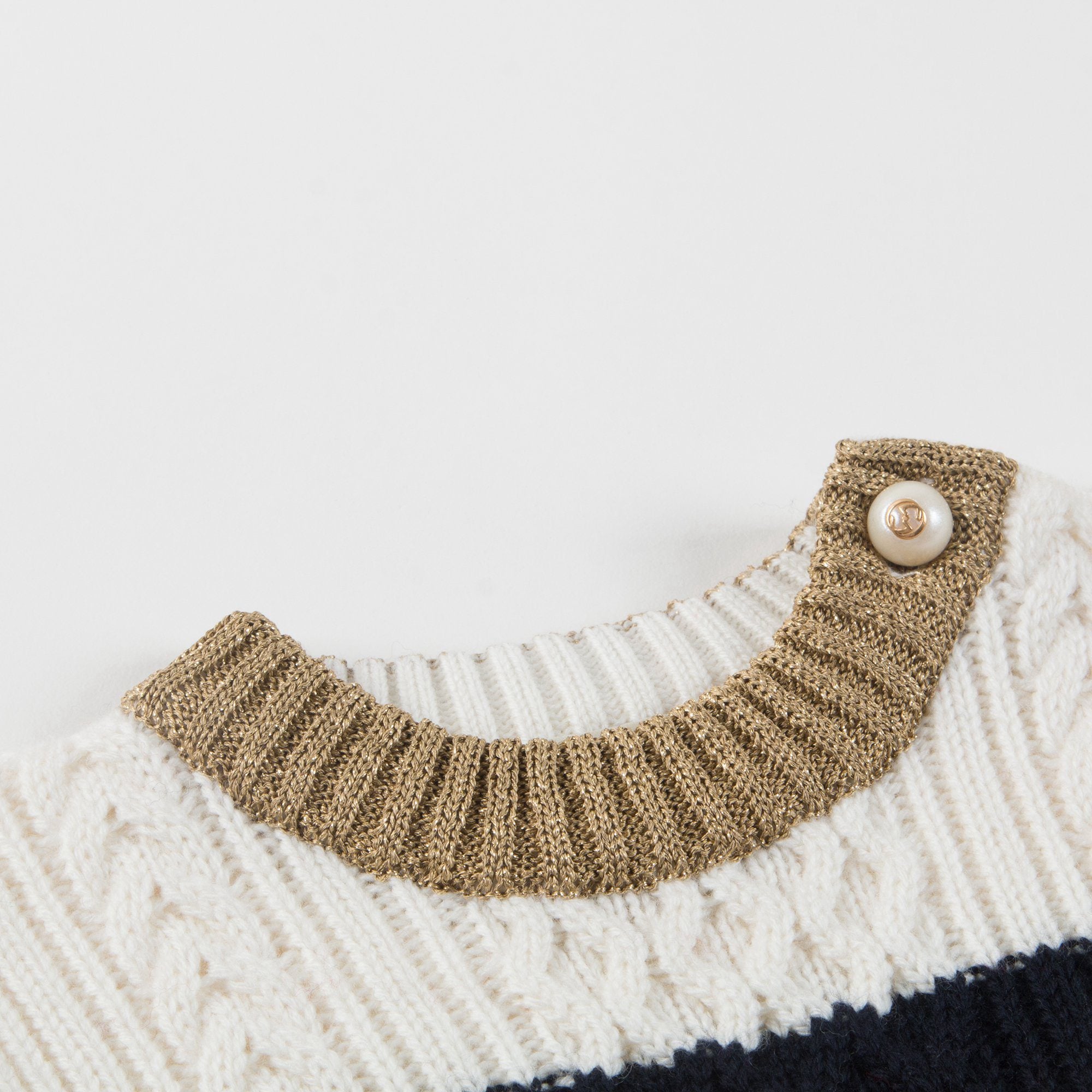 Pull en laine rayé blanc pour bébés filles