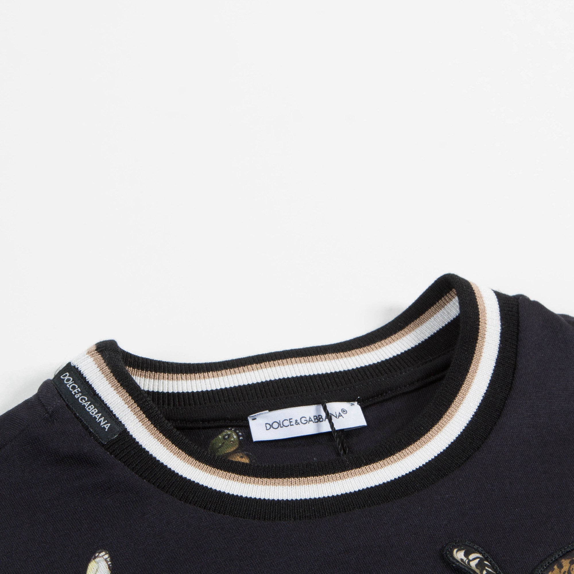 Boys Black "Leopard Printed" Cotton T-shirt