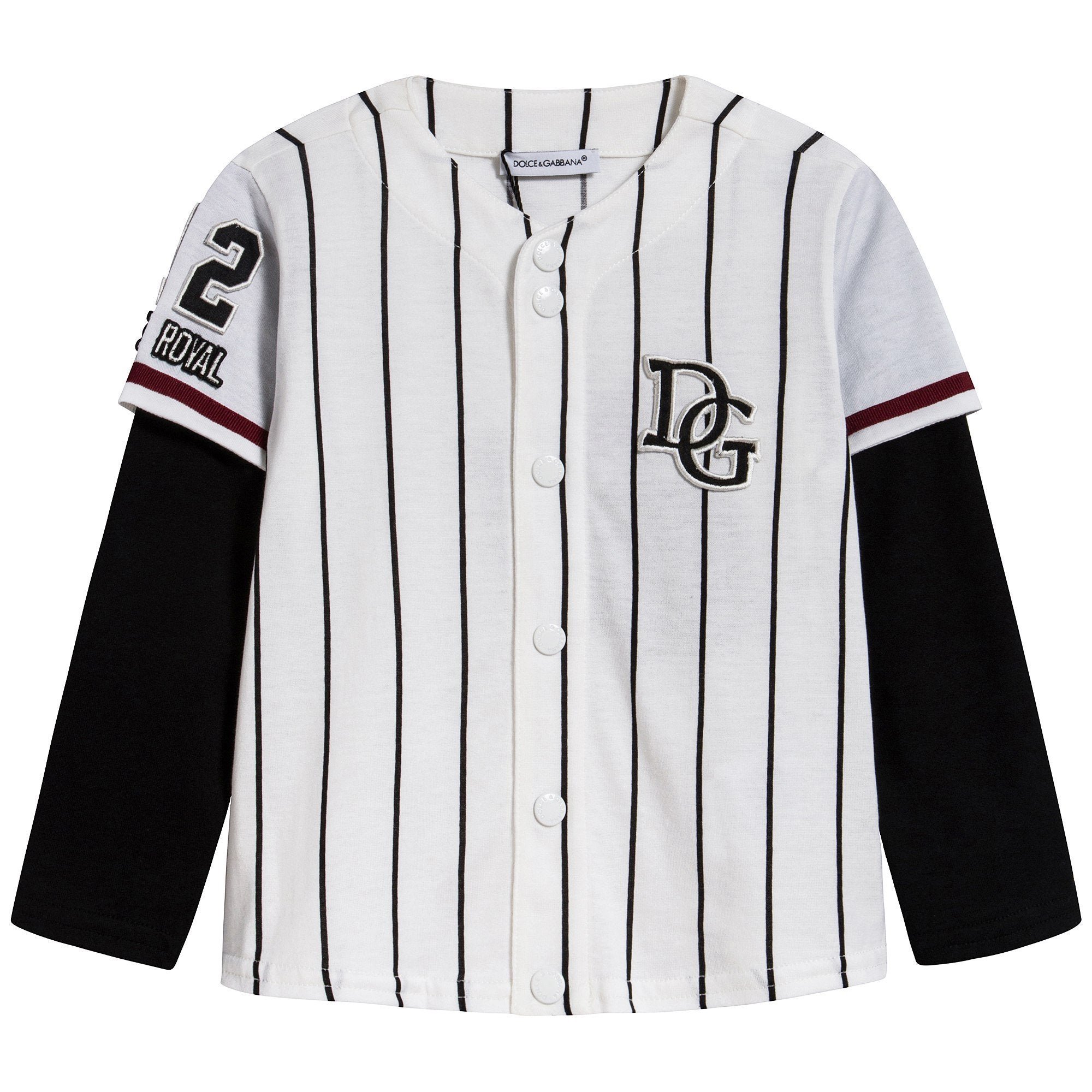 Baby Boys White Stripes Cotton T-shirt