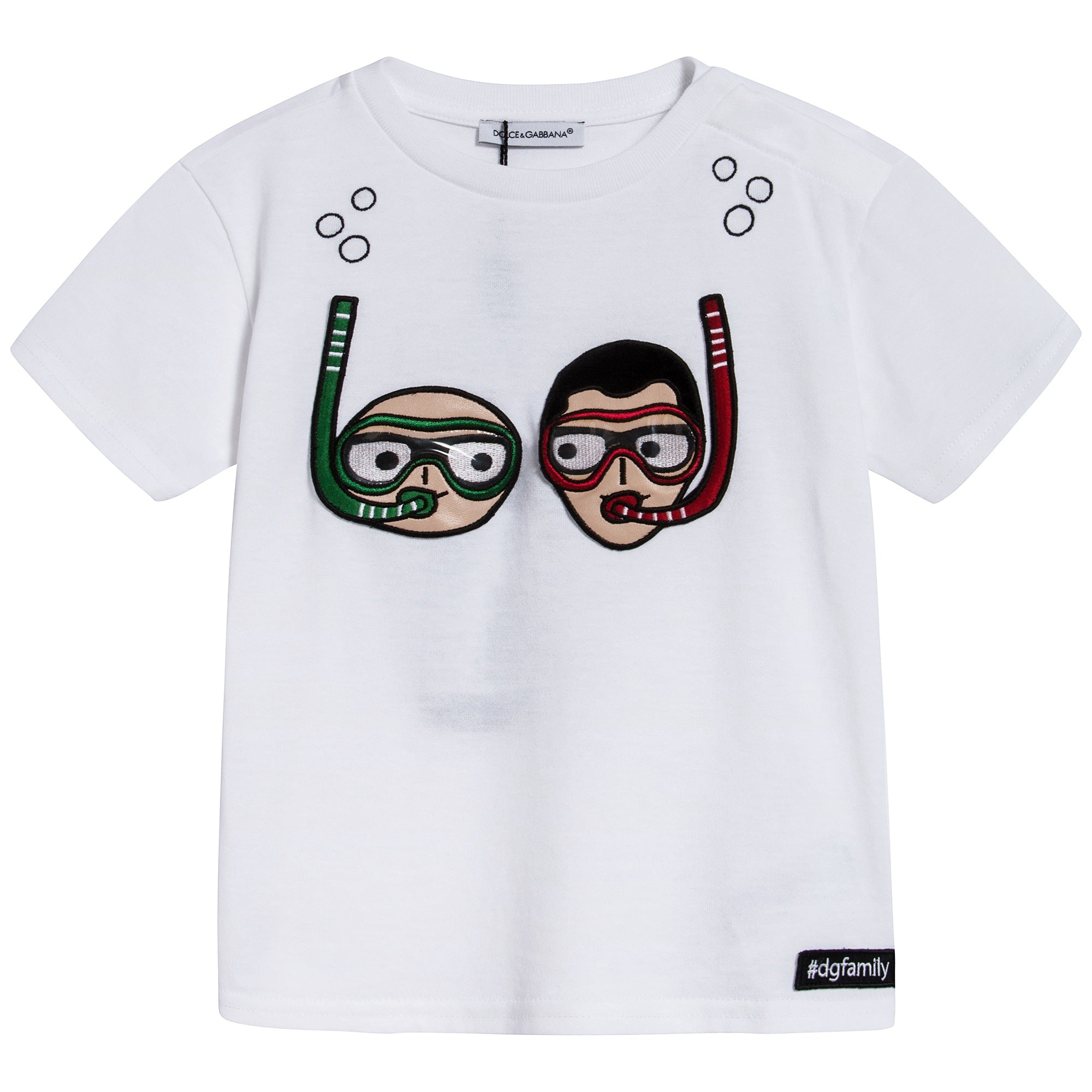 Baby Boys White "DG Family" Cotton T-shirt