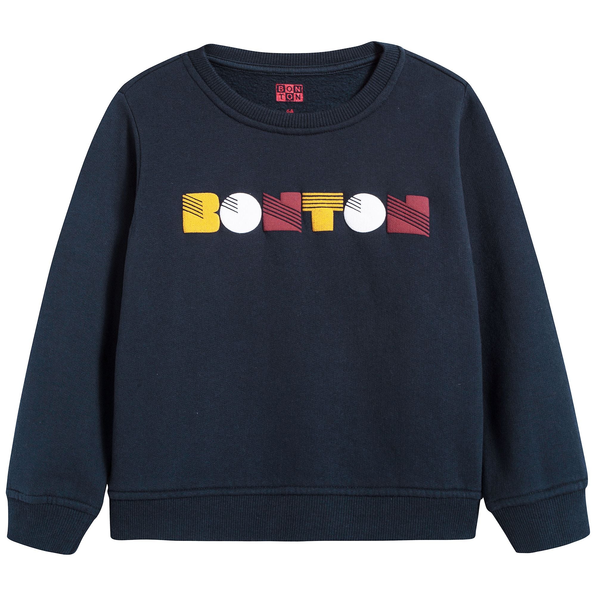 Boys Navy Blue Cotton Logo Swaetshirt