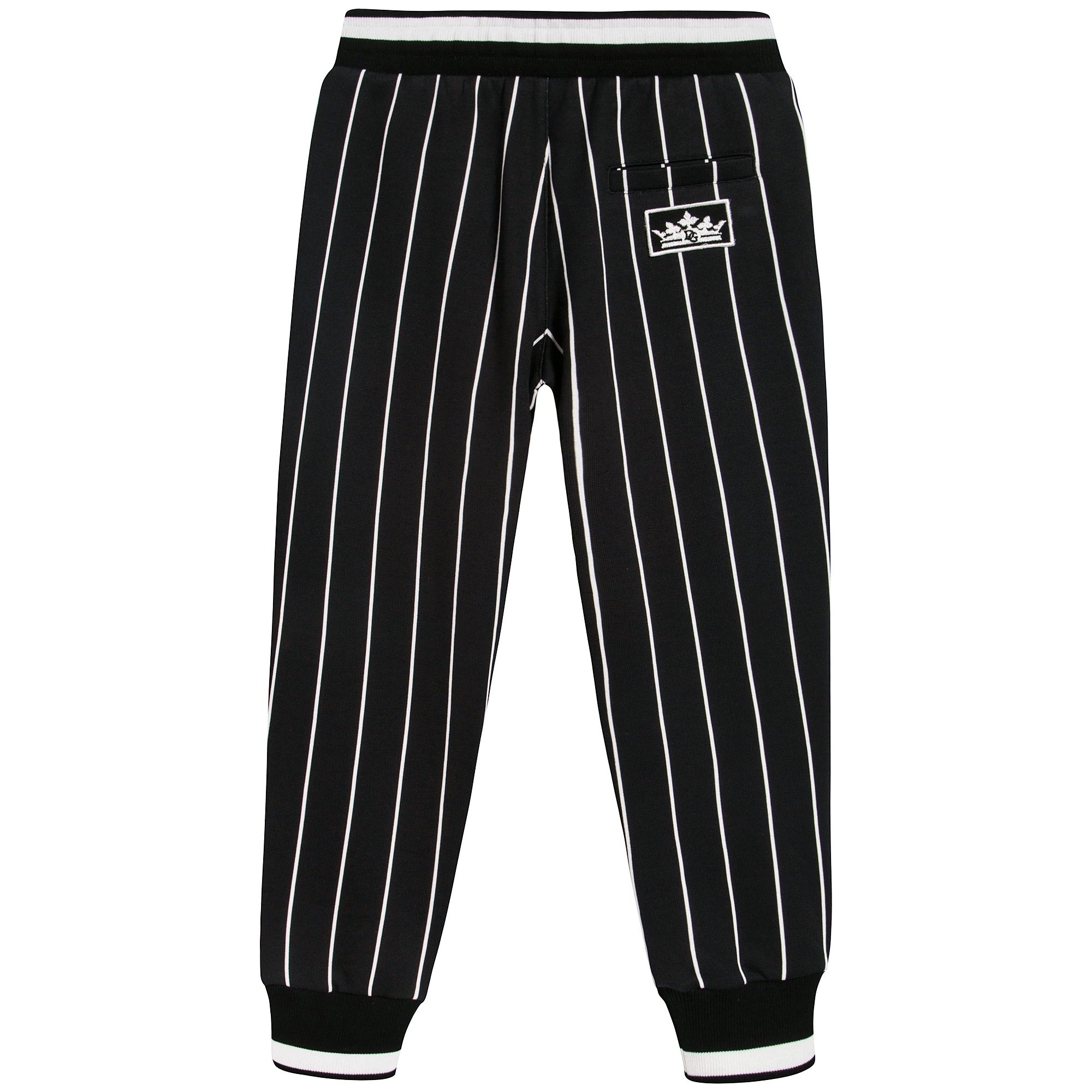 Boys Black Stripes Cotton Trousers