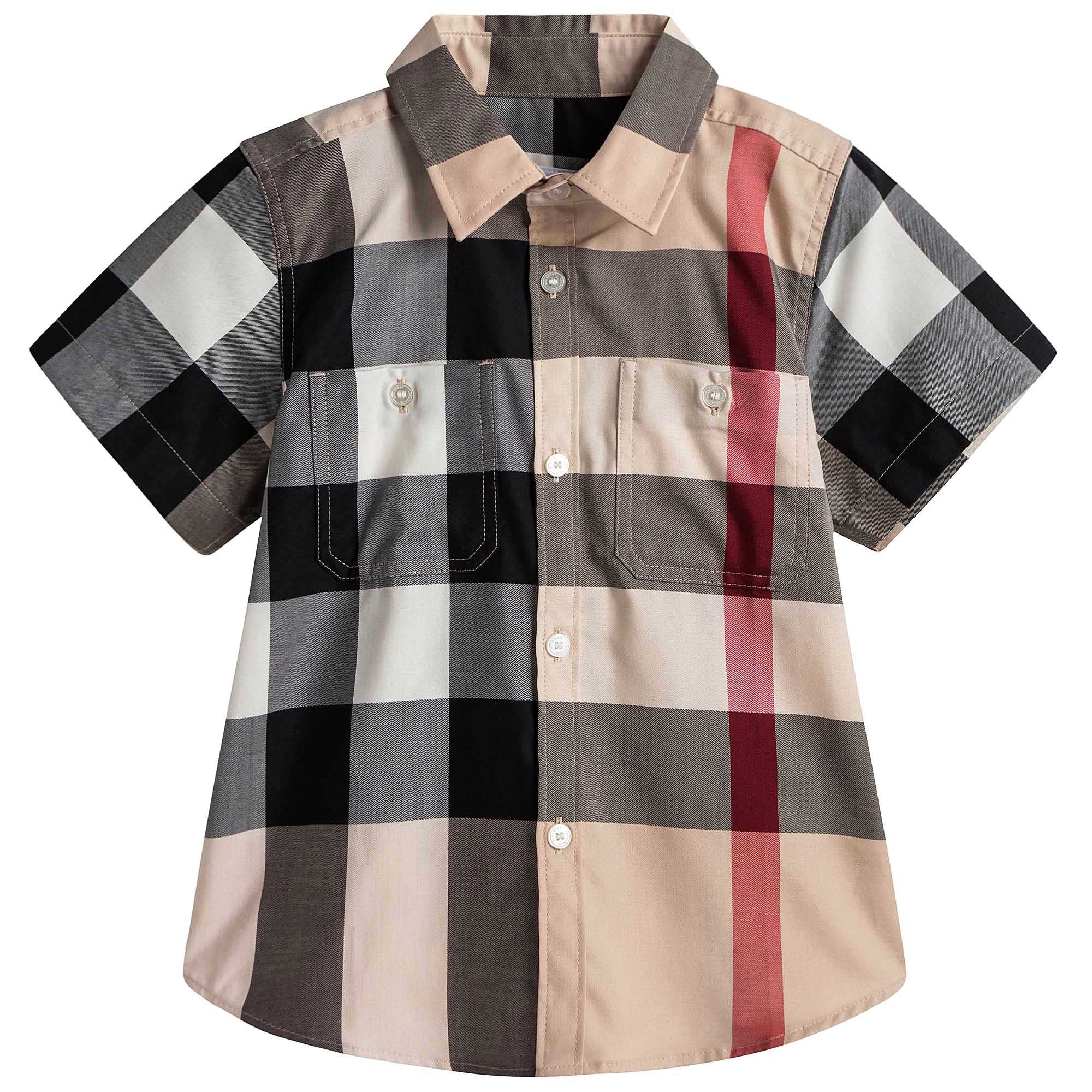 Boys Beige Check Shirt