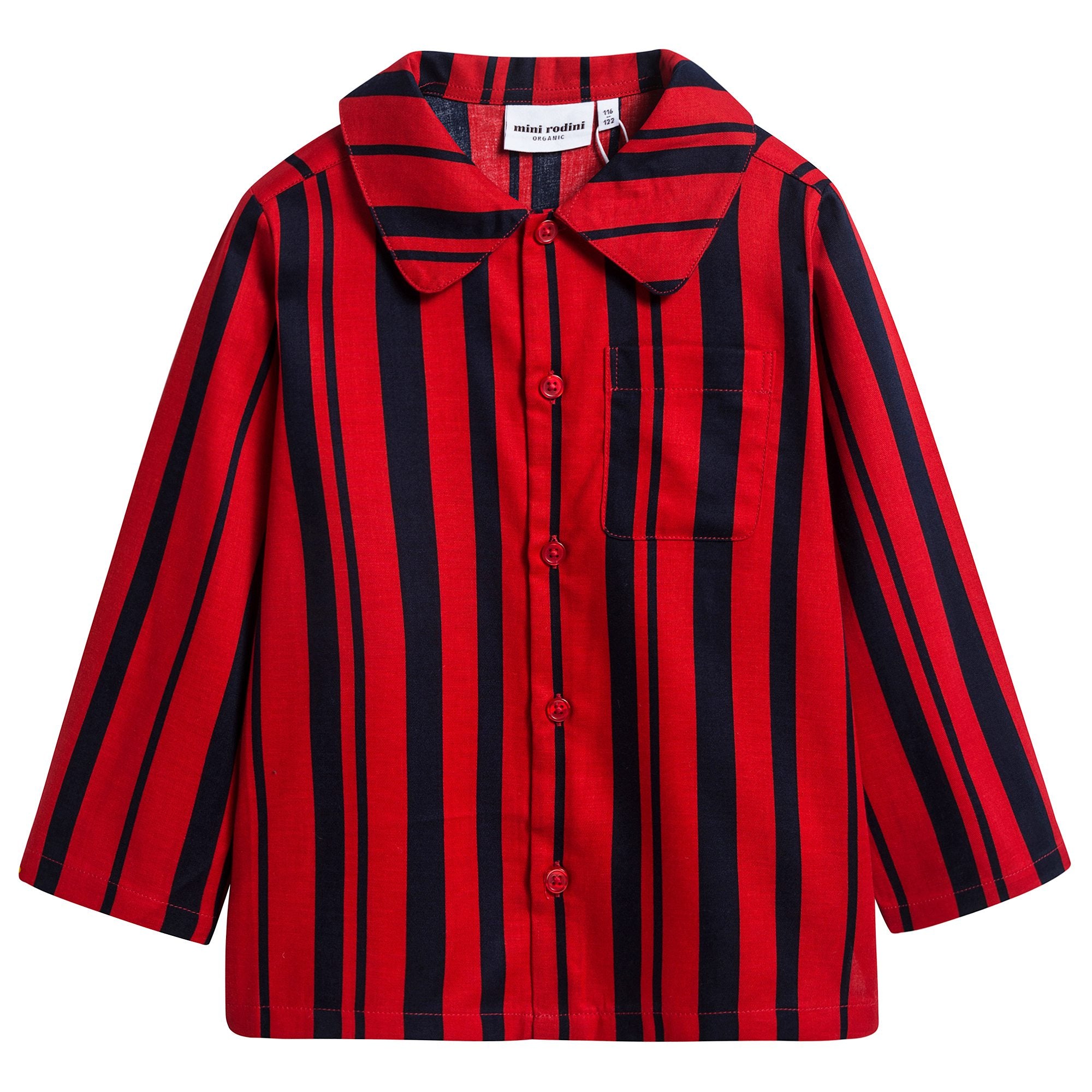 Boys Red Odd Stripe Woven Organic Cotton T-shirt