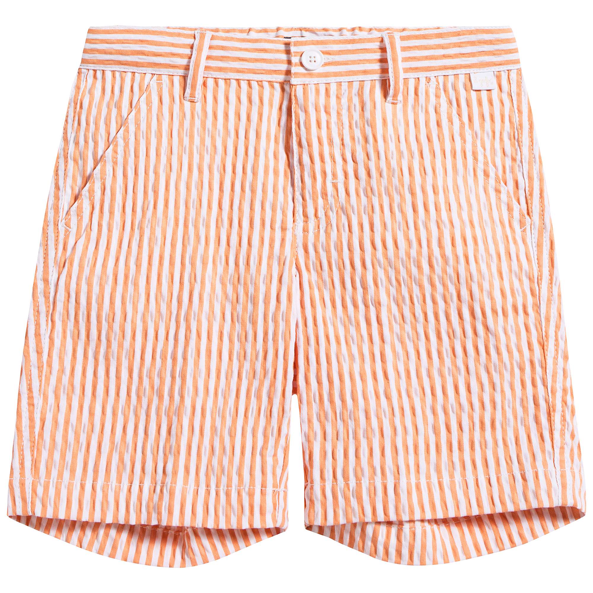 Boys Orange & White Stripe Cotton Shorts