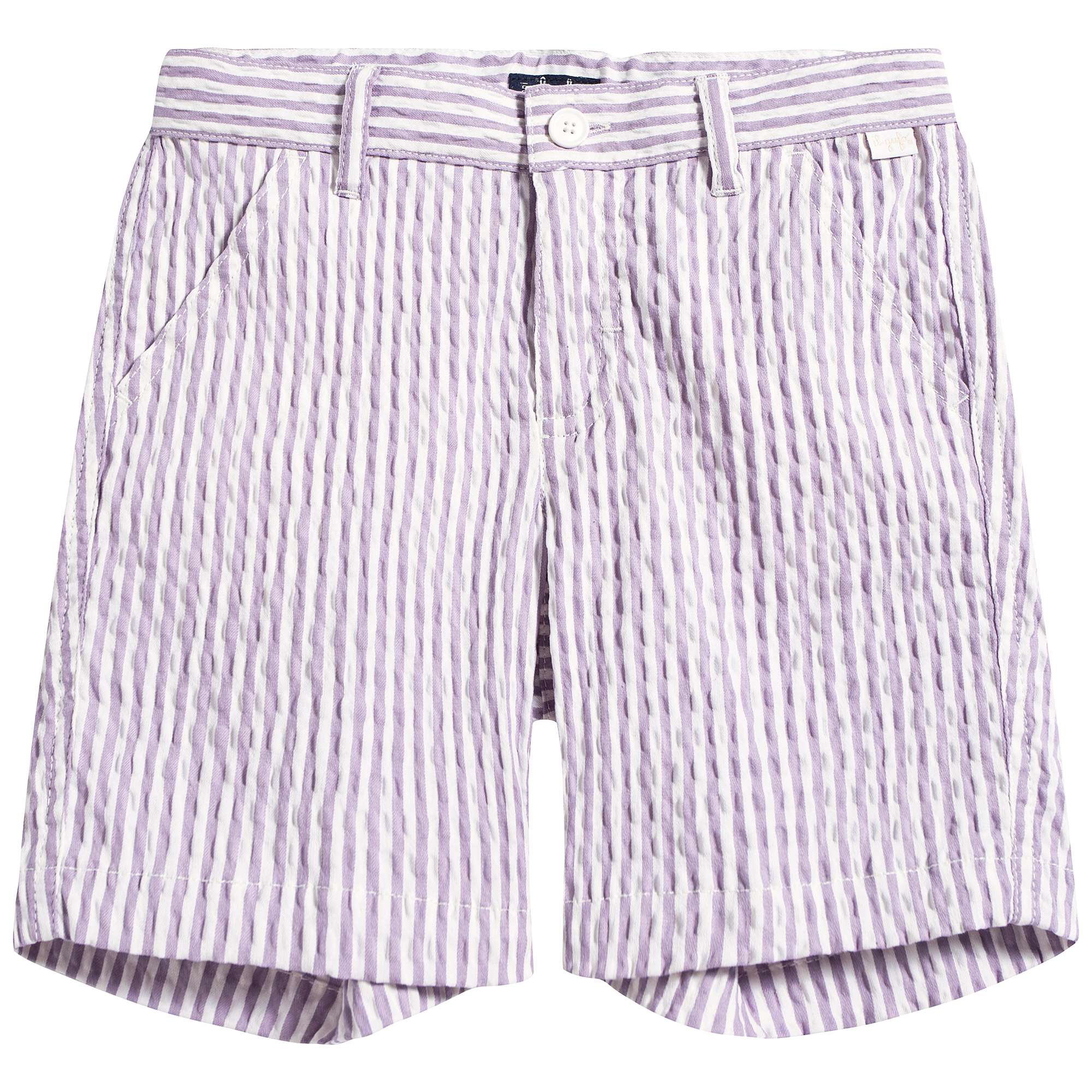 Boys Lilac & White Stripe Cotton Shorts