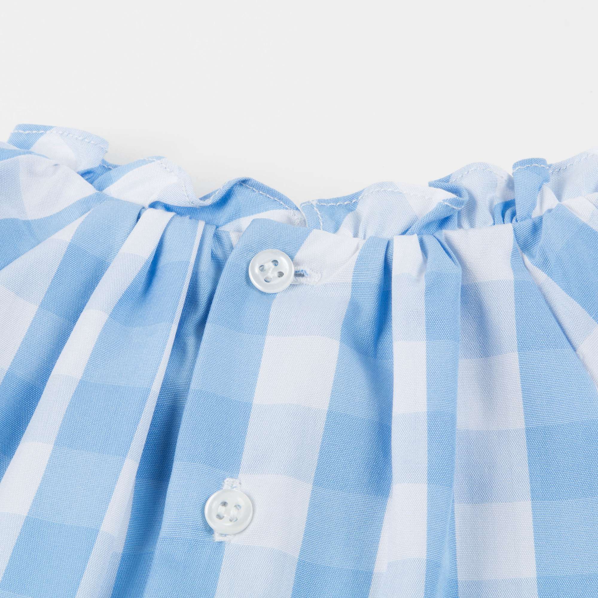 Haut à carreaux bleu et blanc pour petite fille