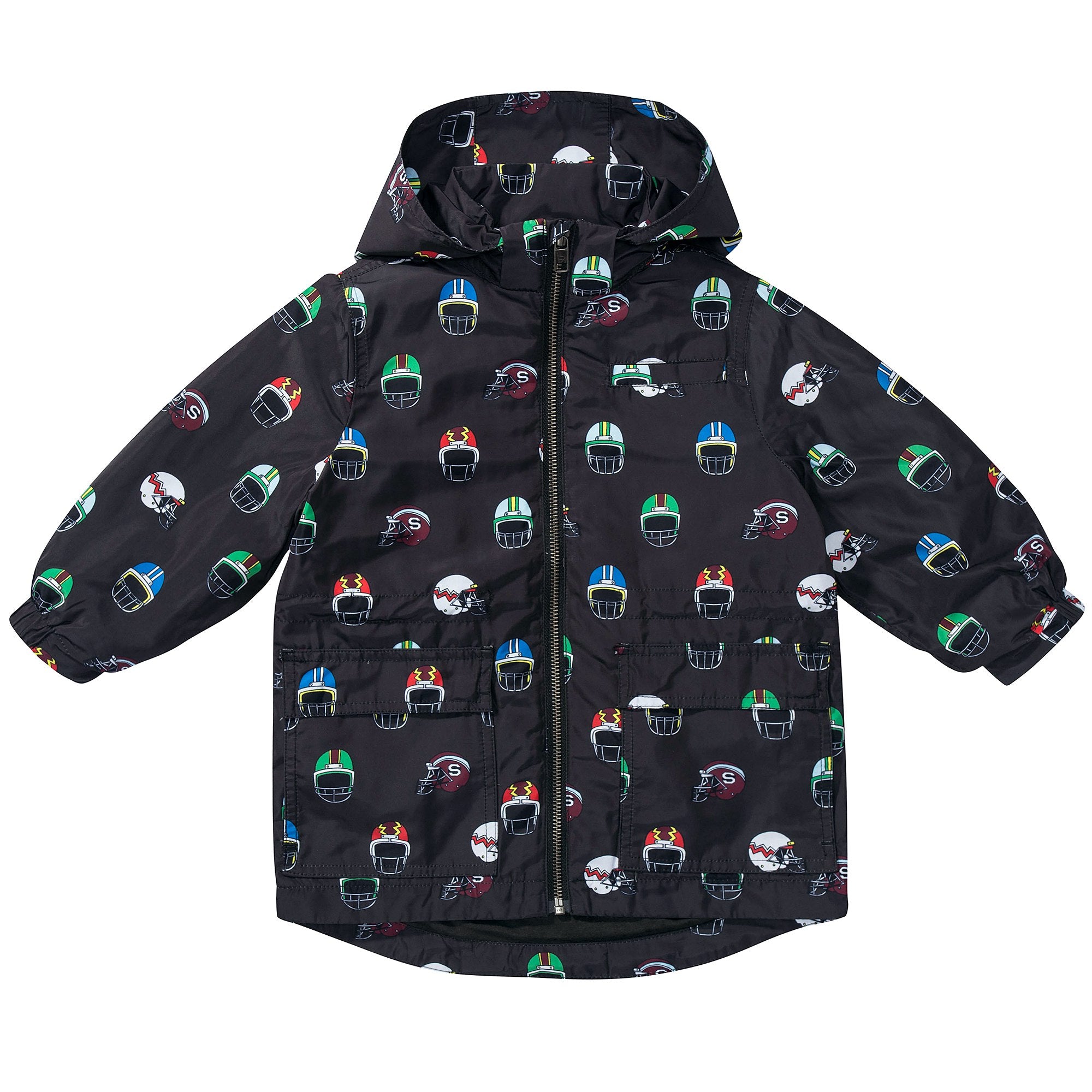 Boys Black Helmet Parka Jackets