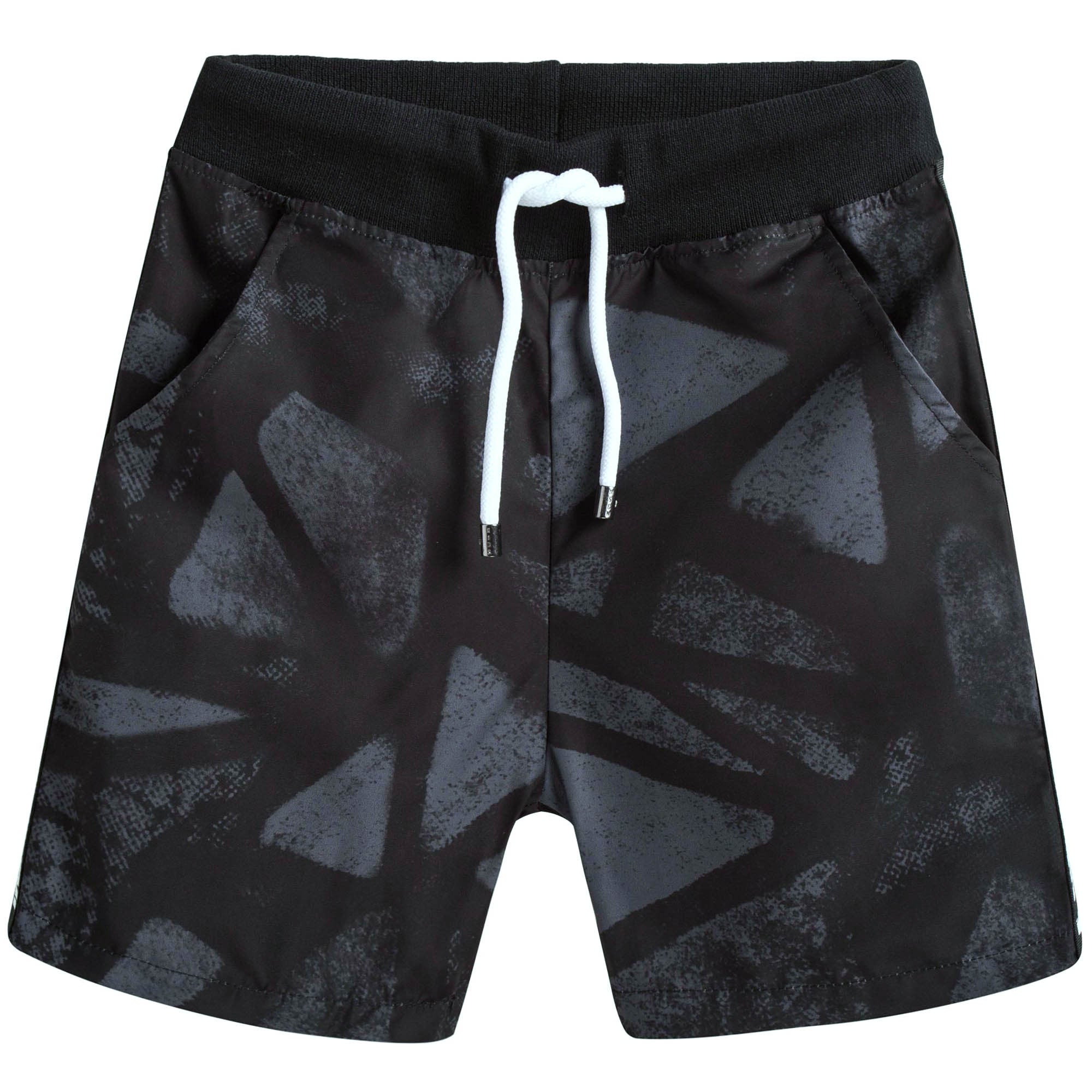 Boys Grey & Black Logo Shorts