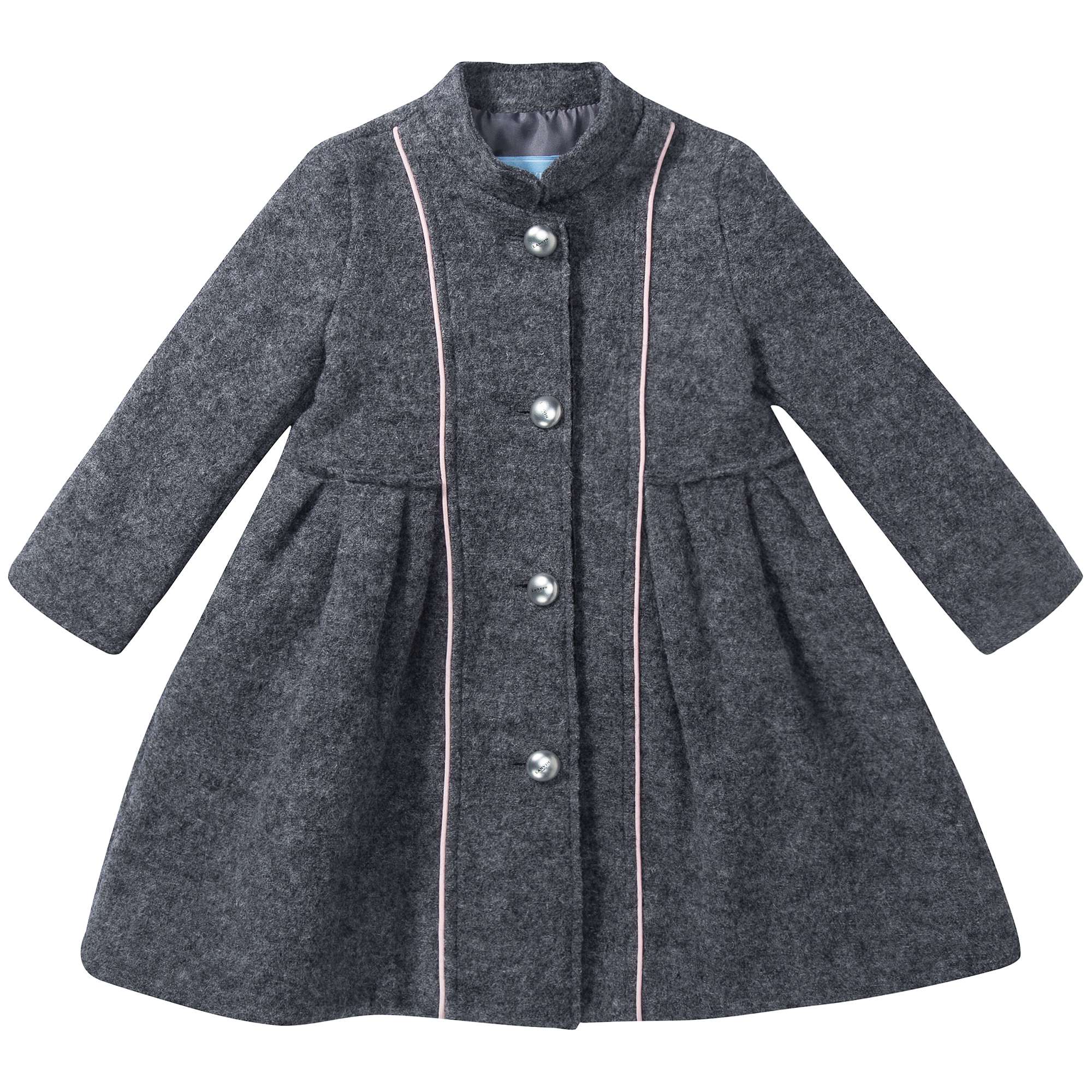 Girls Grigio & Rosa Wool Coat