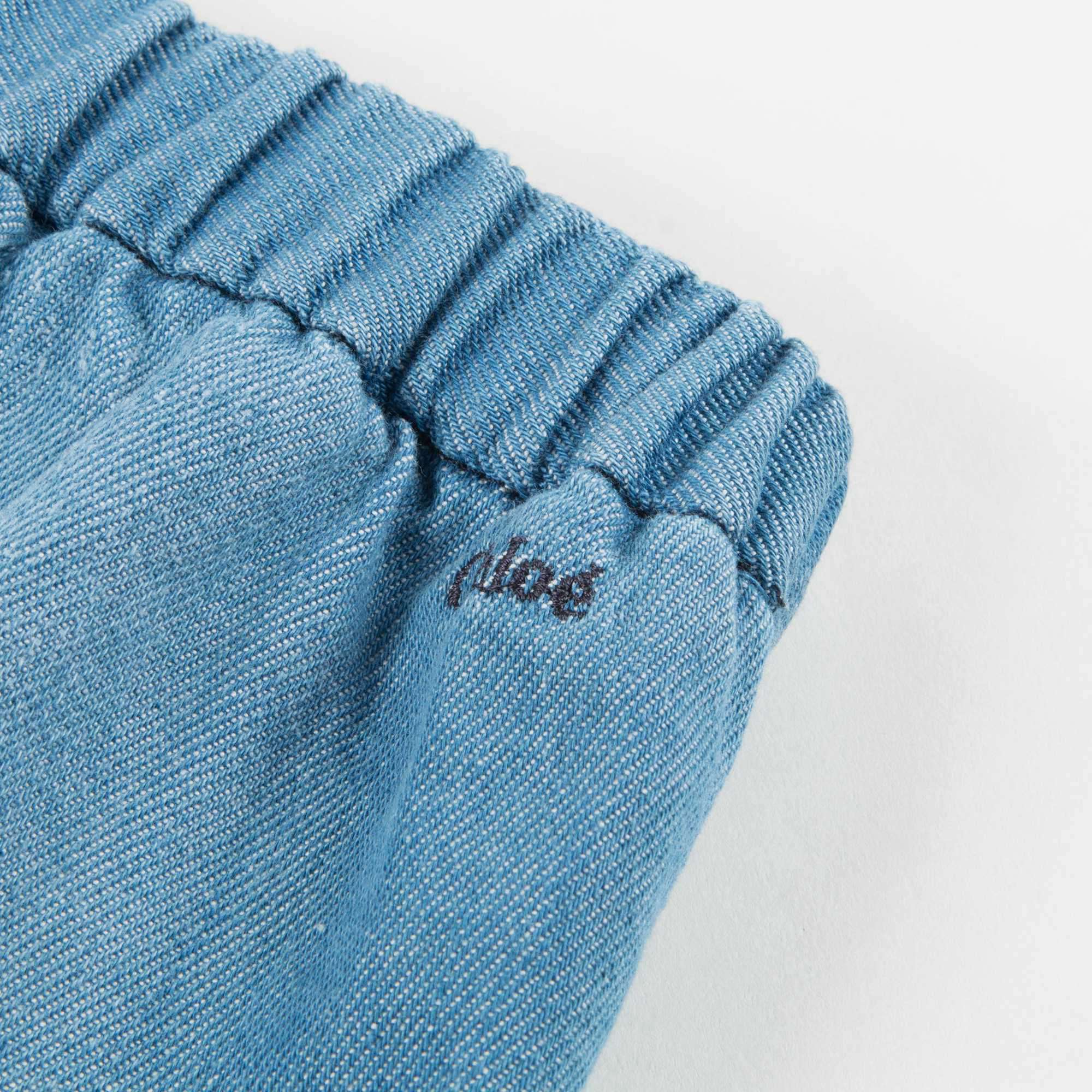 Baby Girls Denim Blue Cotton Trousers