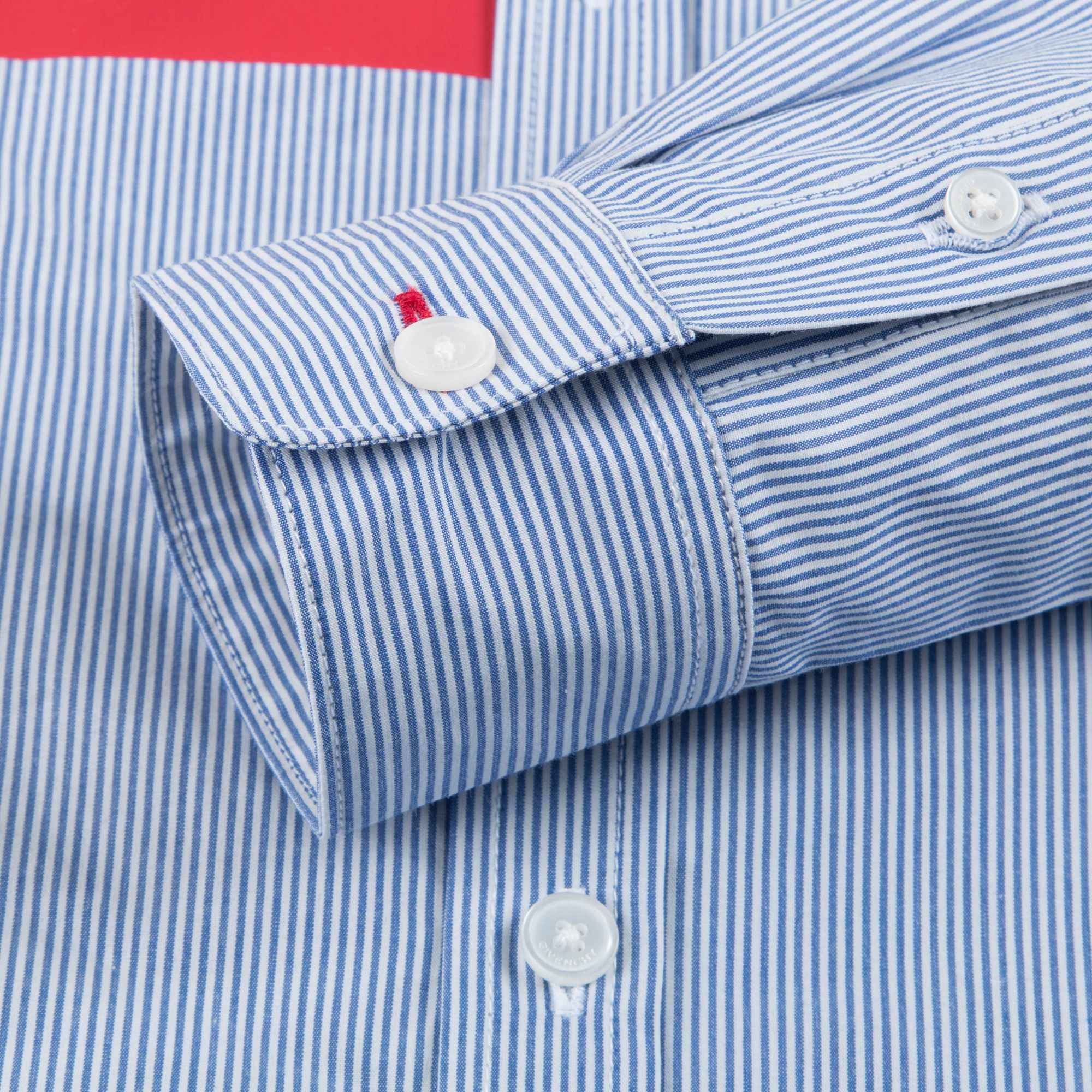 Boys Blue & Red Striped Cotton T-shirt