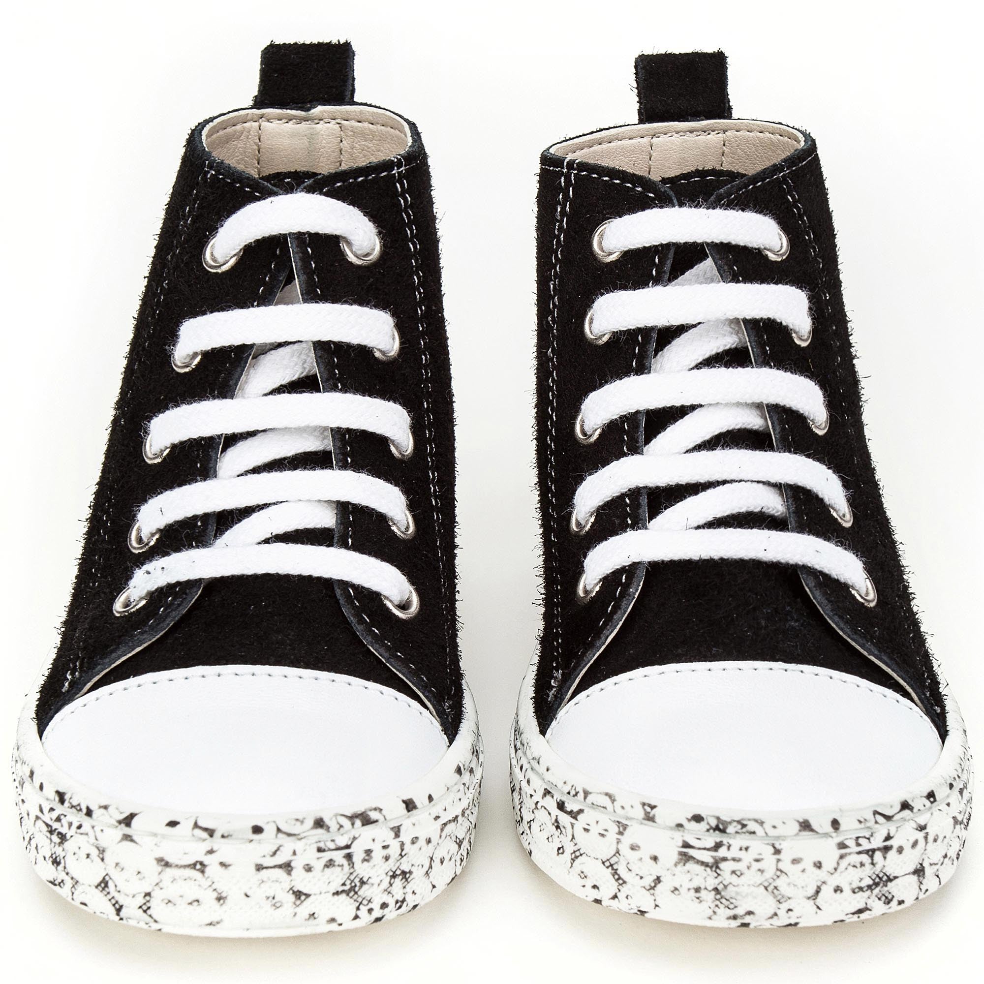 Chaussures montantes noires pour filles à lacets façon corde marine