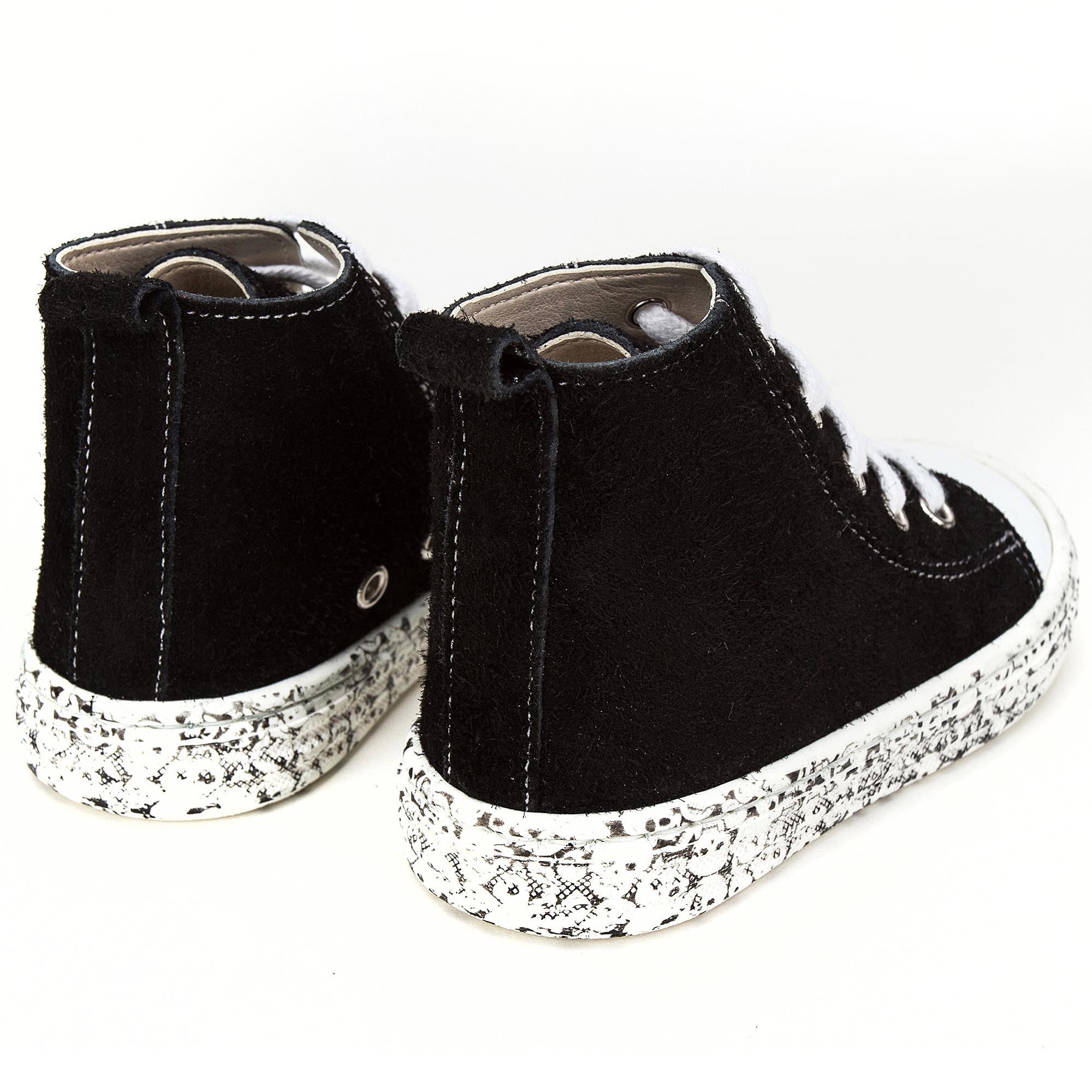 Chaussures montantes noires pour filles à lacets façon corde marine