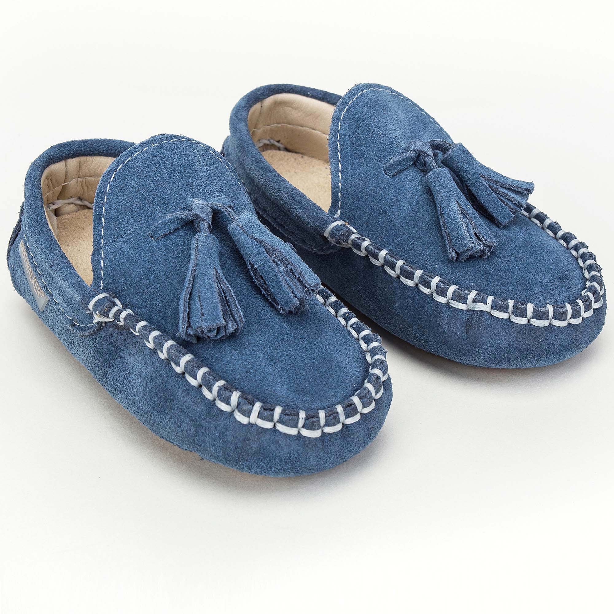 Boys & Girls Blue Royal Suede Leather Tasselled Loafers