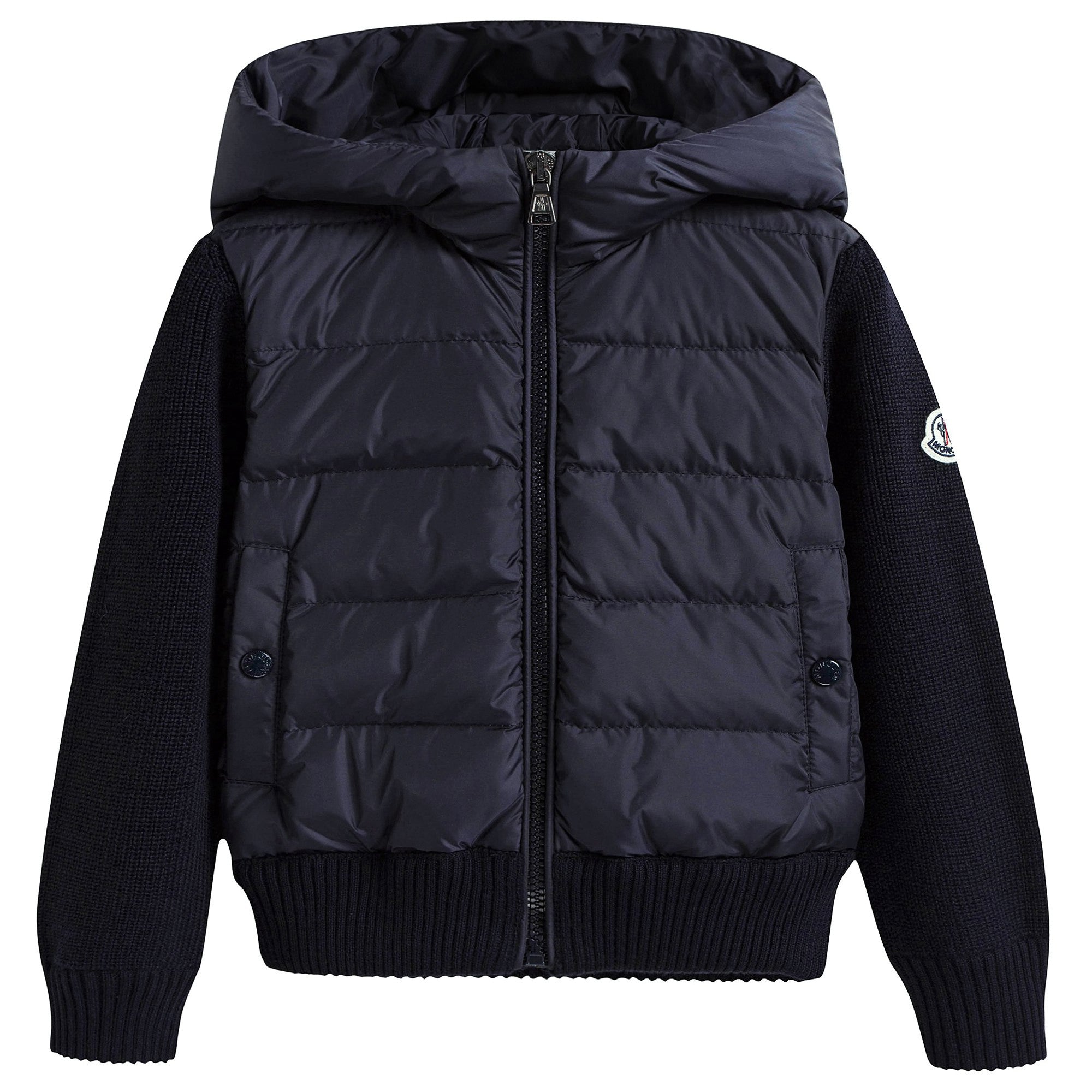 Boys Blue Knitted & Down Padded Zip-up Top