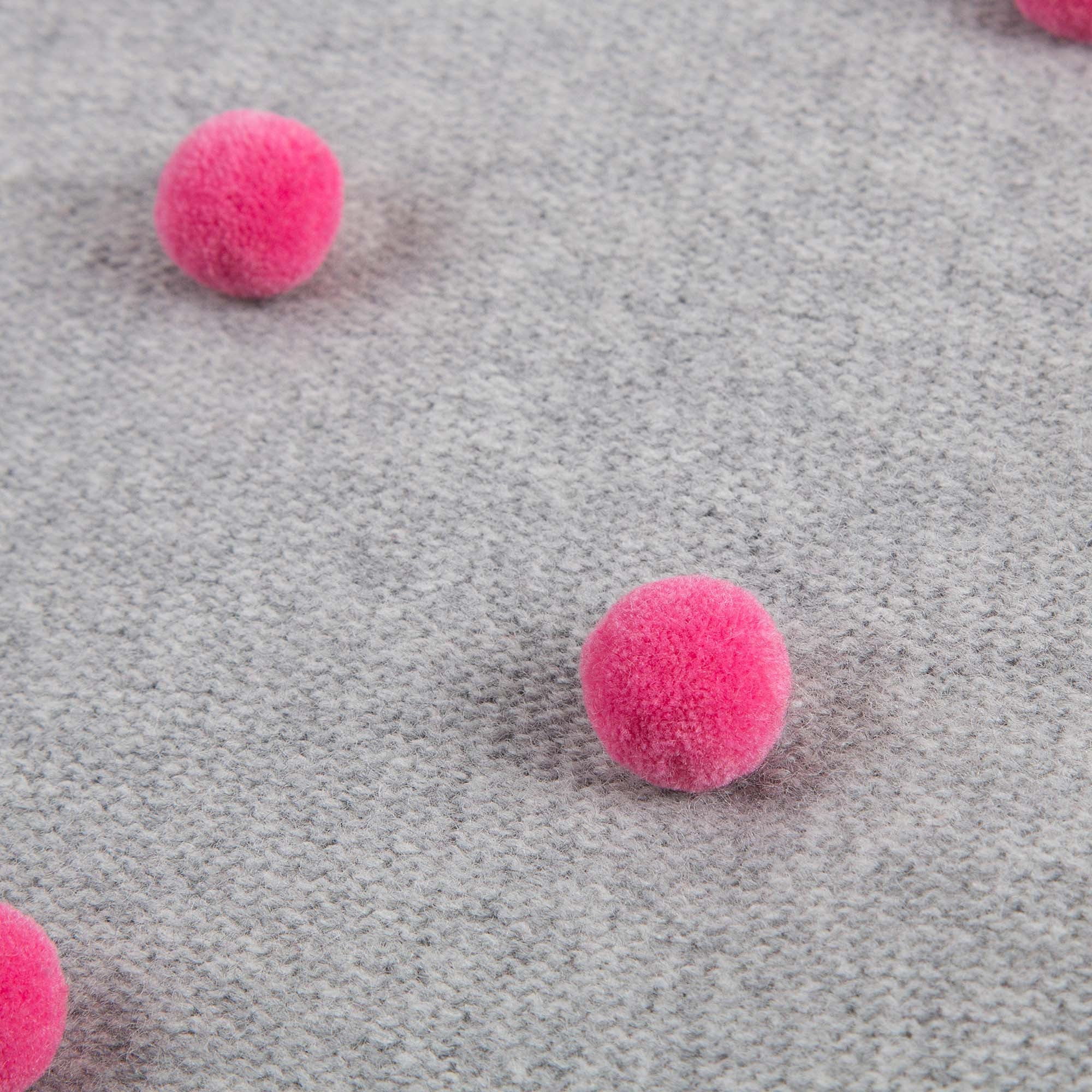 Robe tricotée en laine grise pour bébé fille avec pompons