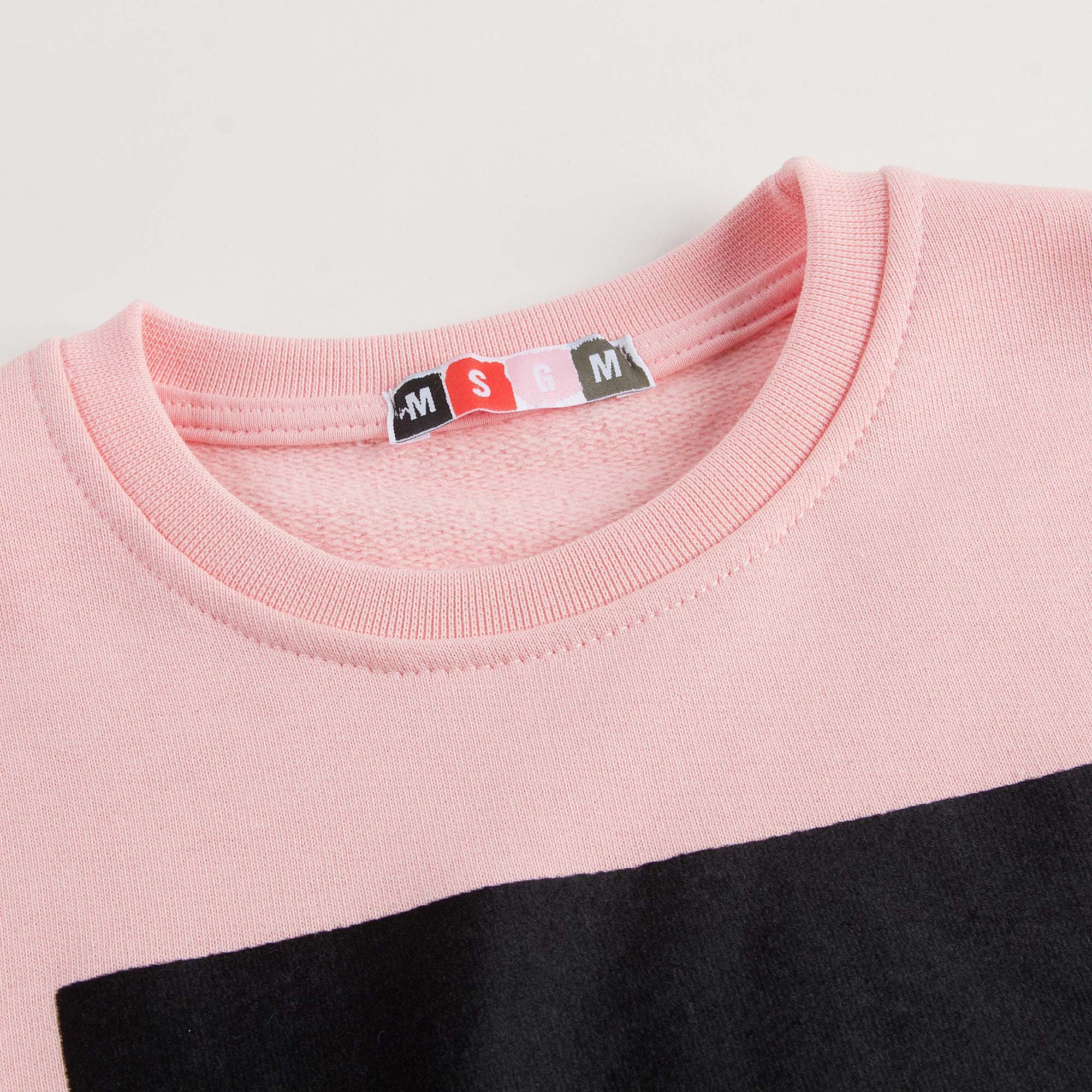 Sweat-shirt long en coton rose pour fille avec poignets côtelés