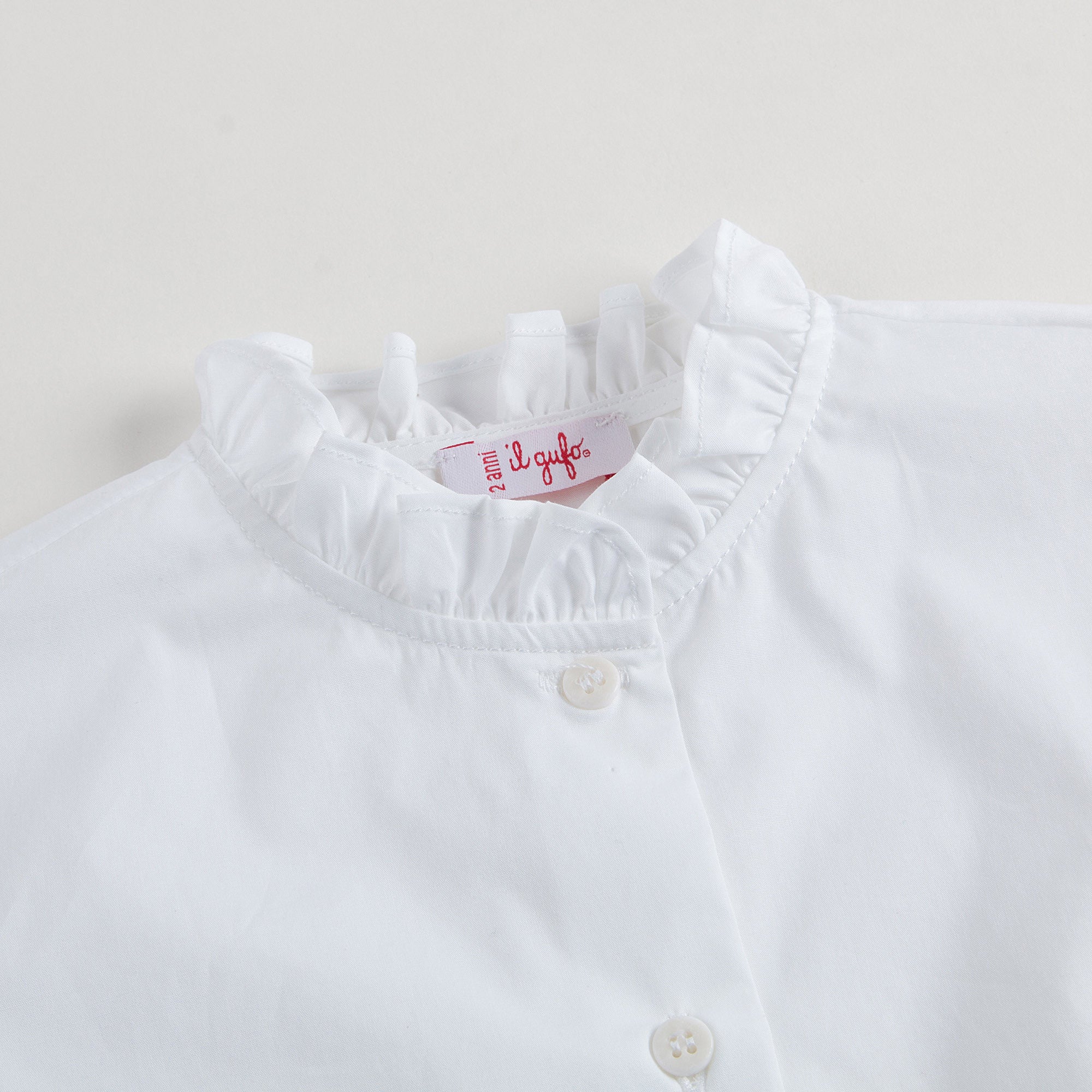 Chemisier blanc en coton avec col à volants pour filles