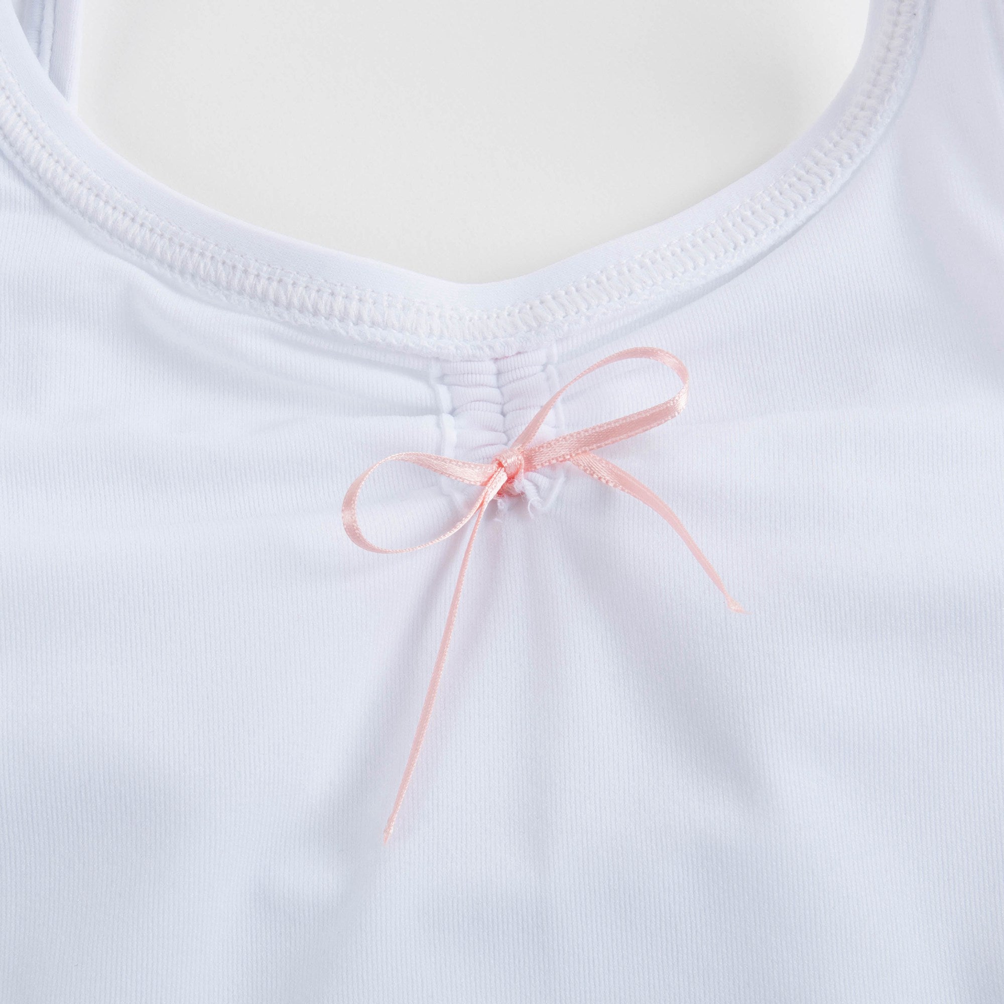 Justaucorps blanc froncé pour fille à larges bretelles
