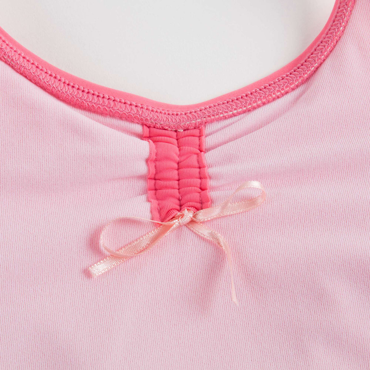 Justaucorps rose froncé et à larges bretelles pour fille